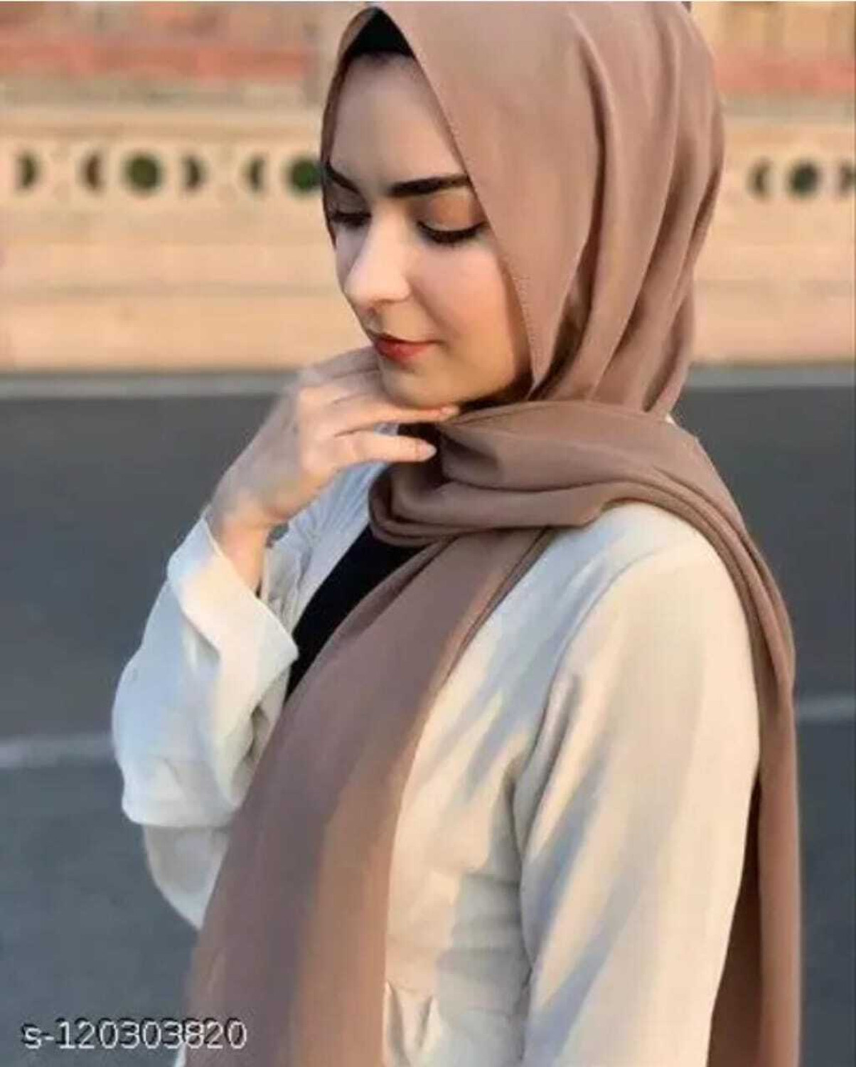 Image of hijabcurl Solid Georgette, Chiffon Women Scarf, Stole
