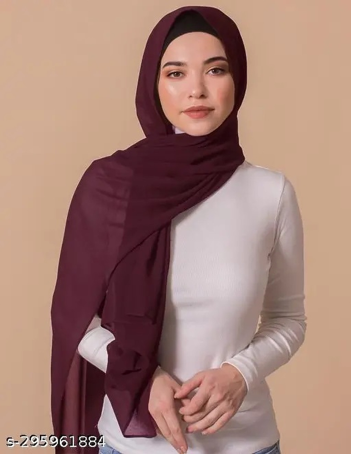 Image of Hijab Solid Georgette Women Fancy Scarf