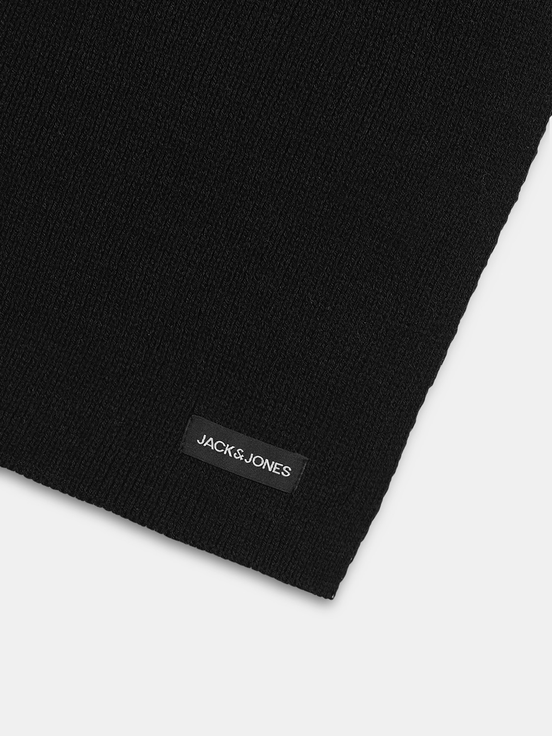 Image of JACK & JONES Solid Polyester Men Black Scarf
