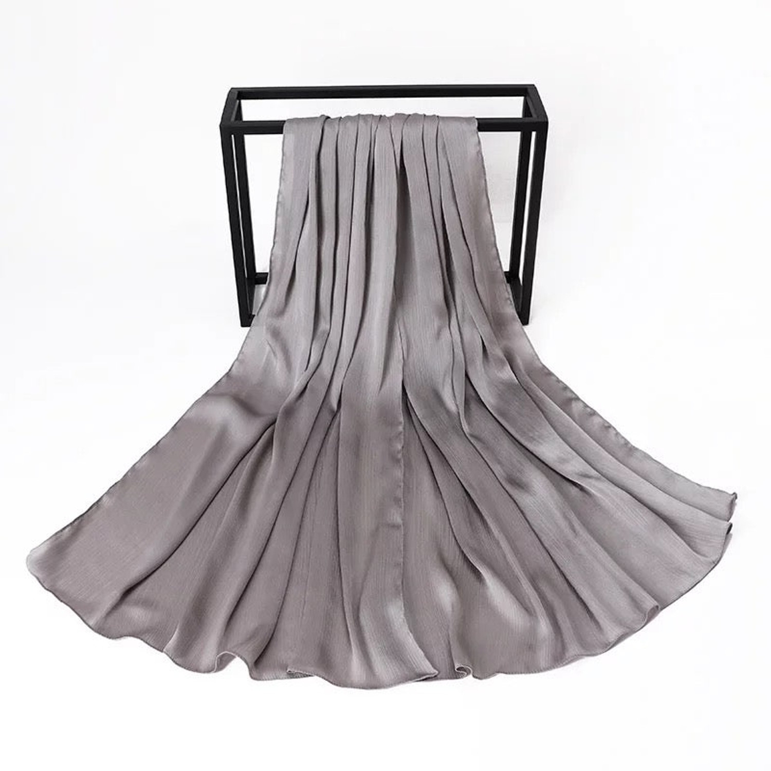 Image of Modestgrace Solid Satin Blend Women Silver Faux Turtleneck Neck Cover, Scarf, Bluetooth Scarf, Fancy Scarf, Stole