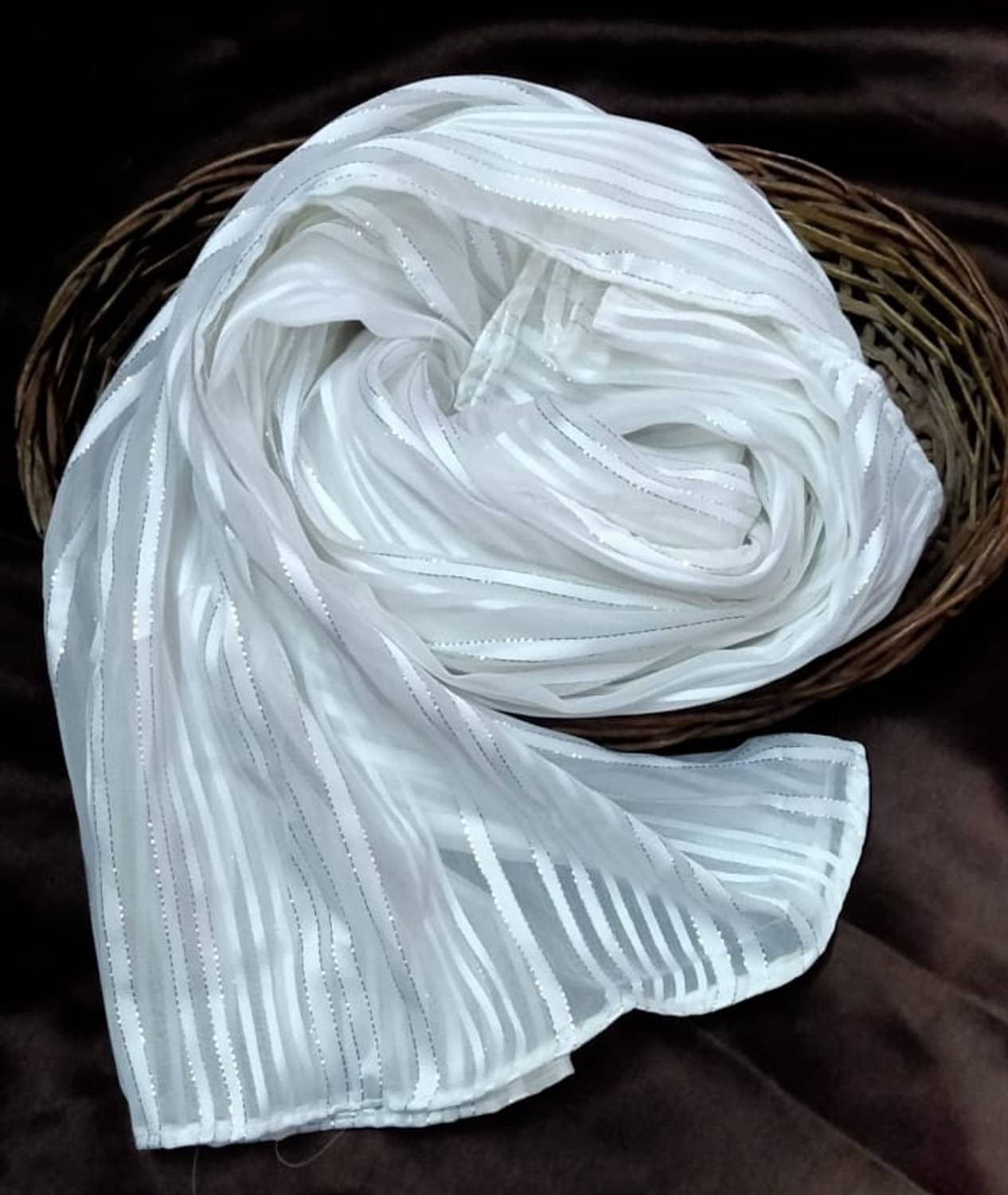 alsaj Striped Georgette, Chiffon Women Scarf, Stole