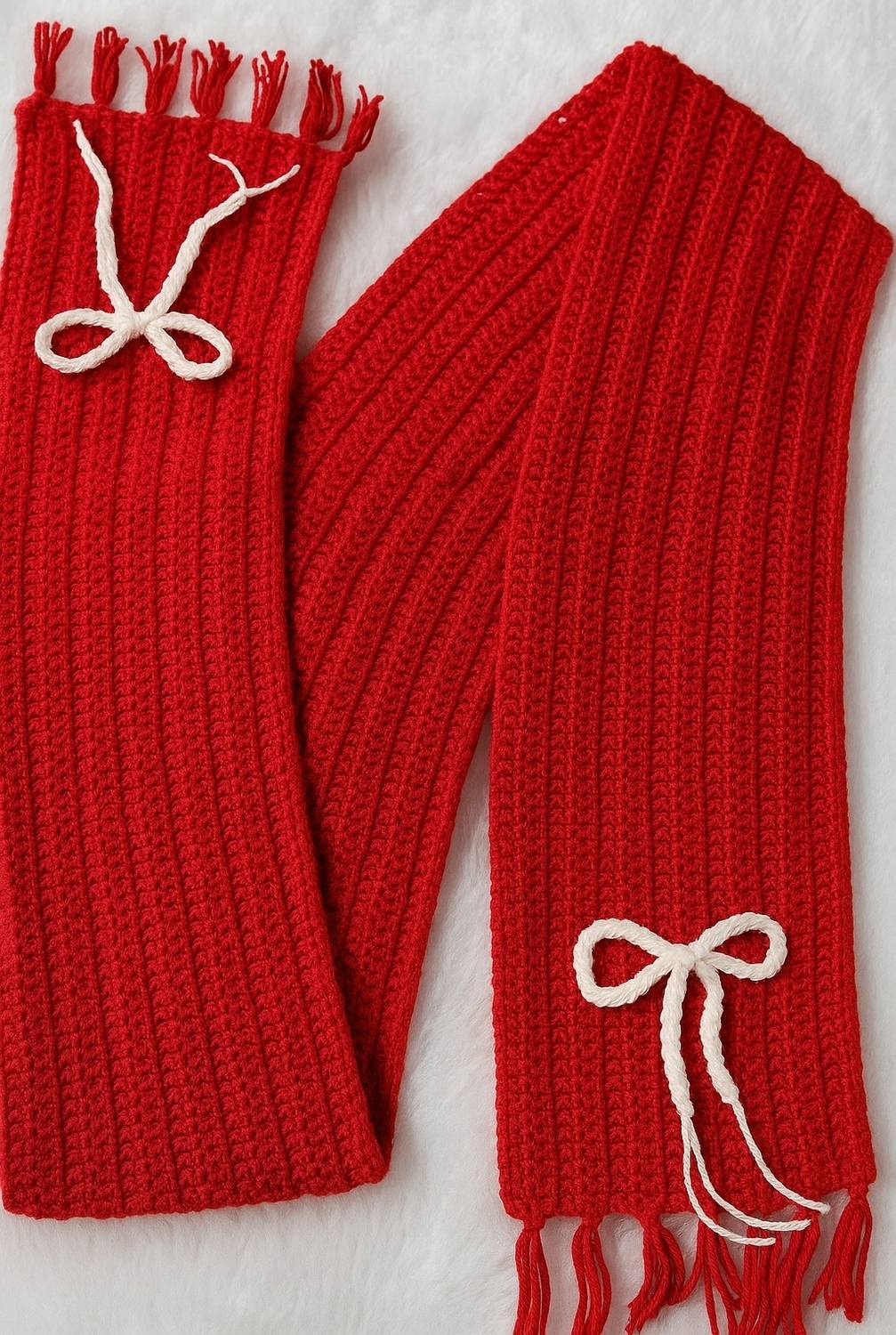 Loveandloopby MK Self Design Pure Wool Girls Scarf Red - Image 2