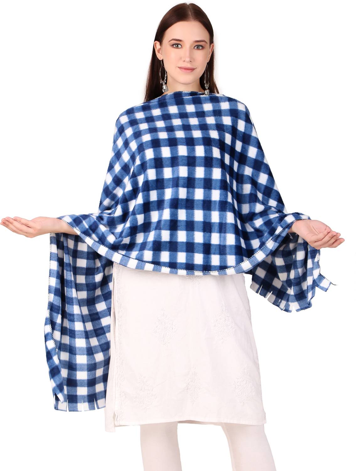 BRAVEZI Checkered Polycotton Women Stole, Scarf