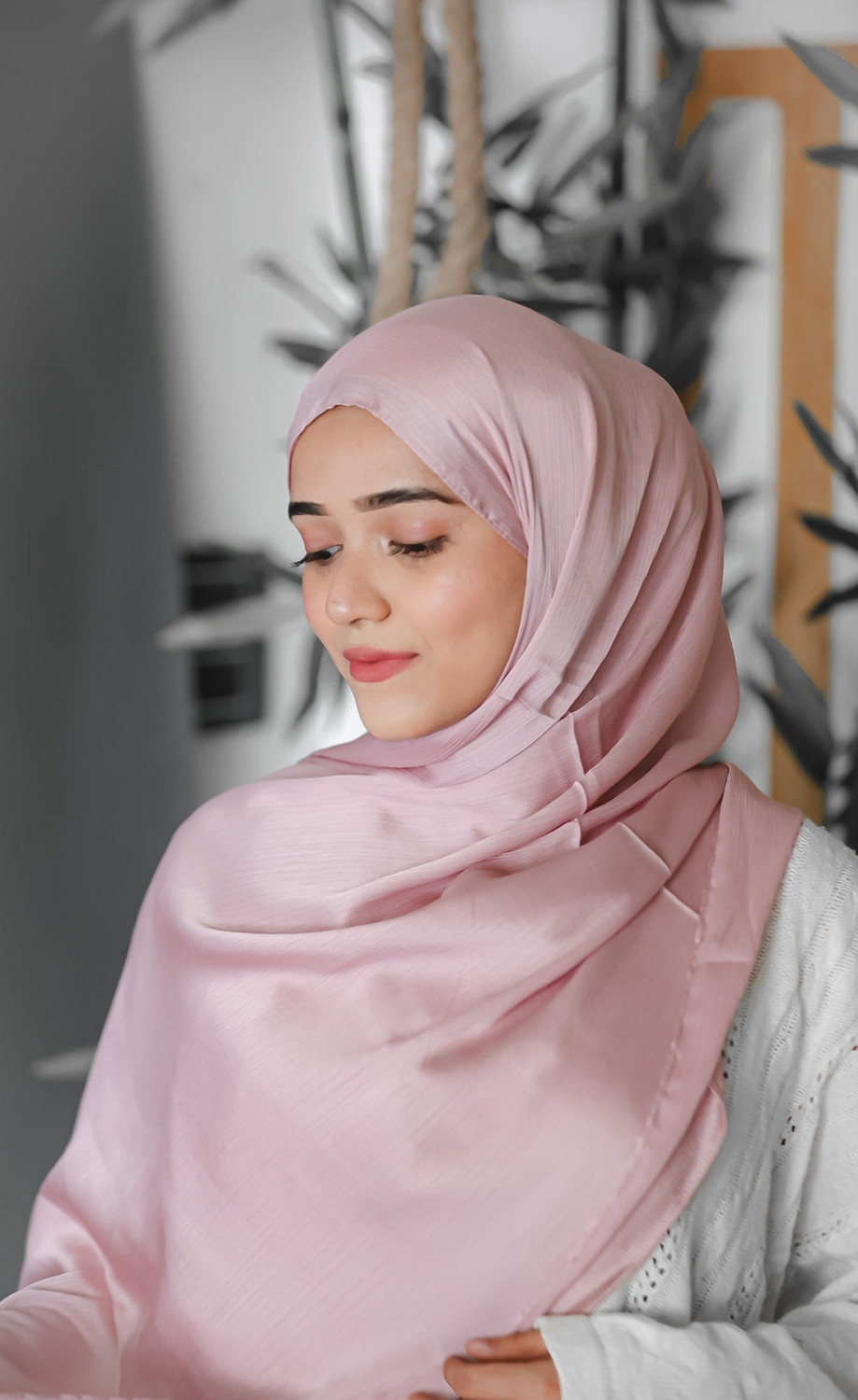 Image of AyezaHijab Solid Satin Blend Women Scarf, Fancy Scarf, Stole