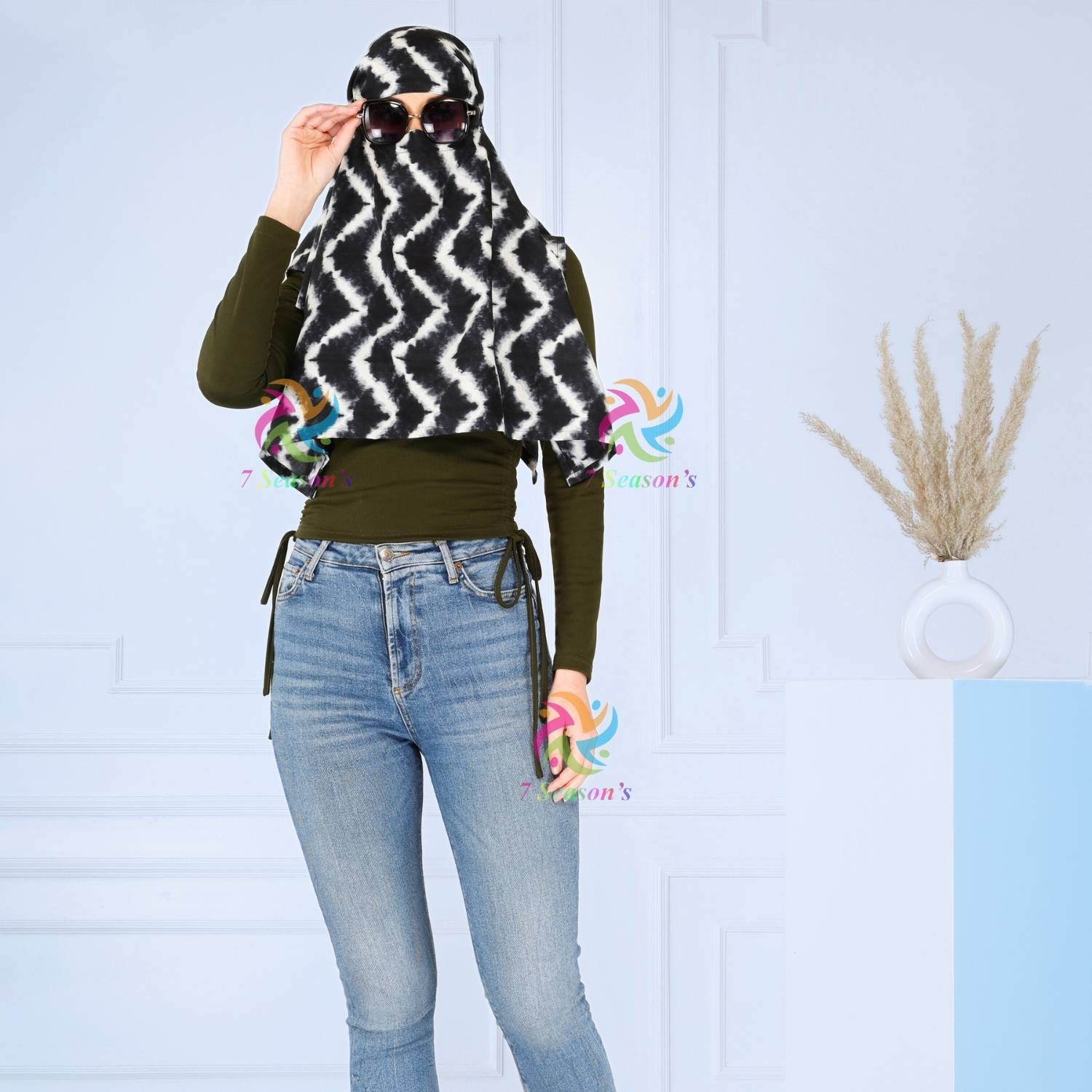7 Season's Printed Rayon Girls Fancy Scarf