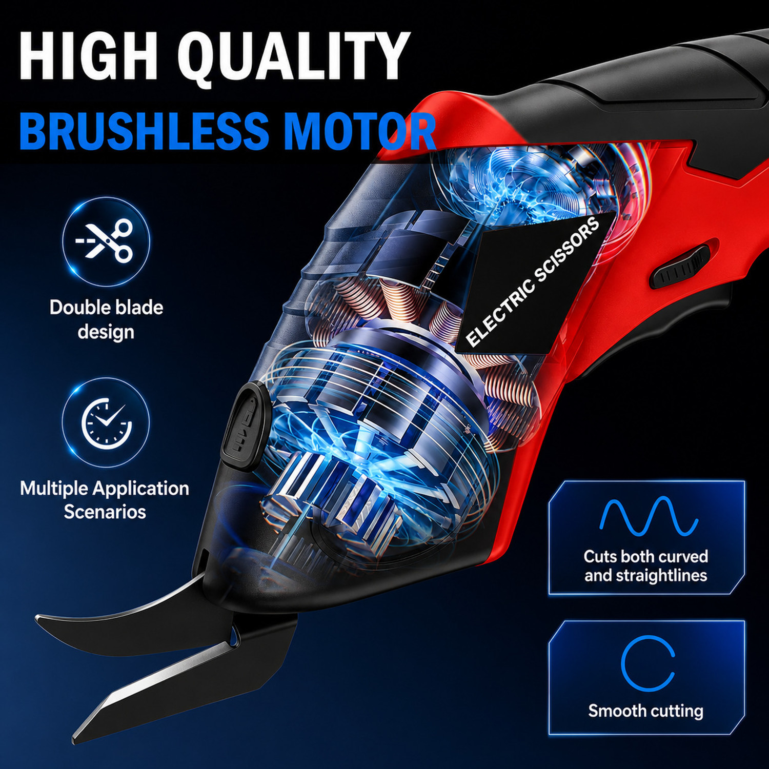 Image of Dansotec Rechargeable Electric Scissors with Safe Lock and Tungsten Blade Scissors Scissors