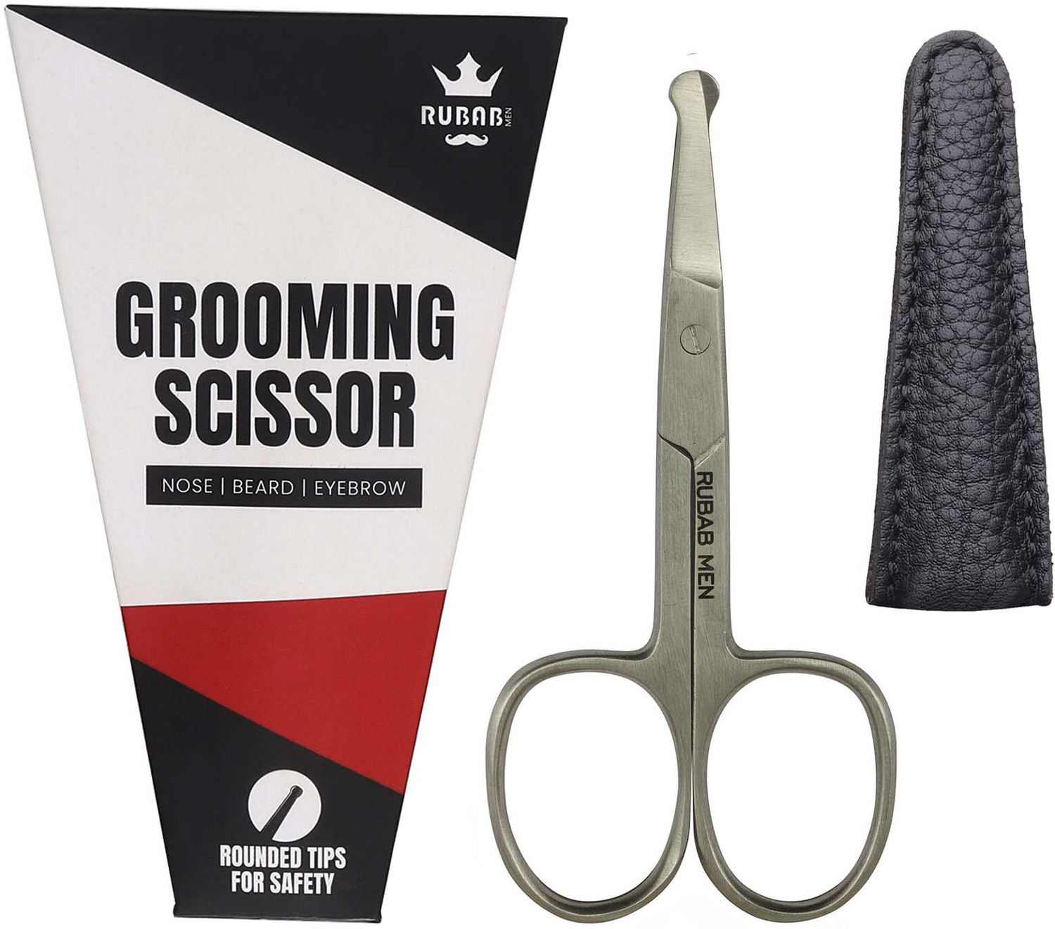 Image of RUBAB MEN Nasal Safety Tip Scissor for Nose Hair, Beard, Mustache & Eyebrow Scissors
