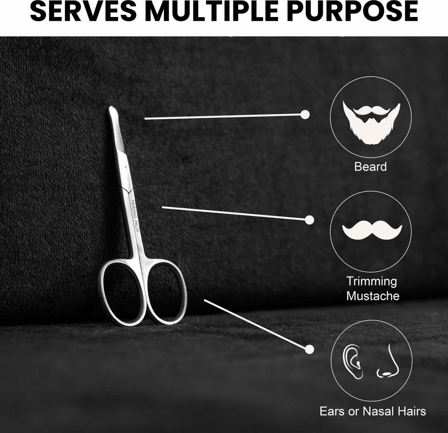 Image of RUBAB MEN Nasal Safety Tip Scissor for Nose Hair, Beard, Mustache & Eyebrow Scissors