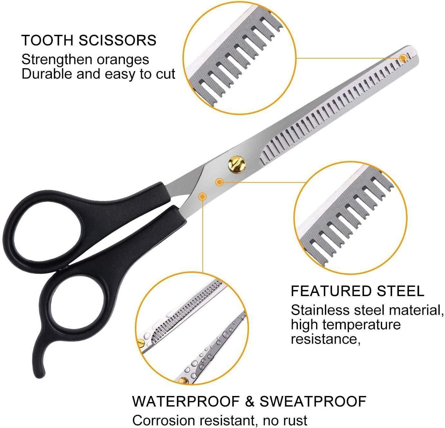 Image of CITYCOSMETIC Stainless Steel Hair Cutting & Thinning Scissor for Men Women Professional Salon Barber Hairdressing Styling Tool Kit(Set Of 2,Black) Scissors