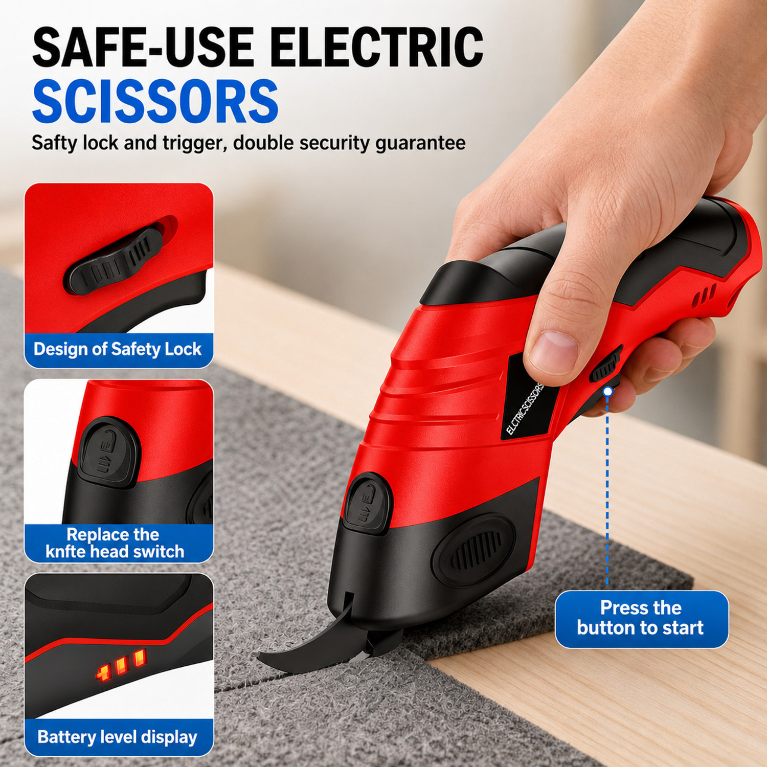 Image of Dansotec Rechargeable Electric Scissors with Safe Lock and Tungsten Blade Scissors Scissors