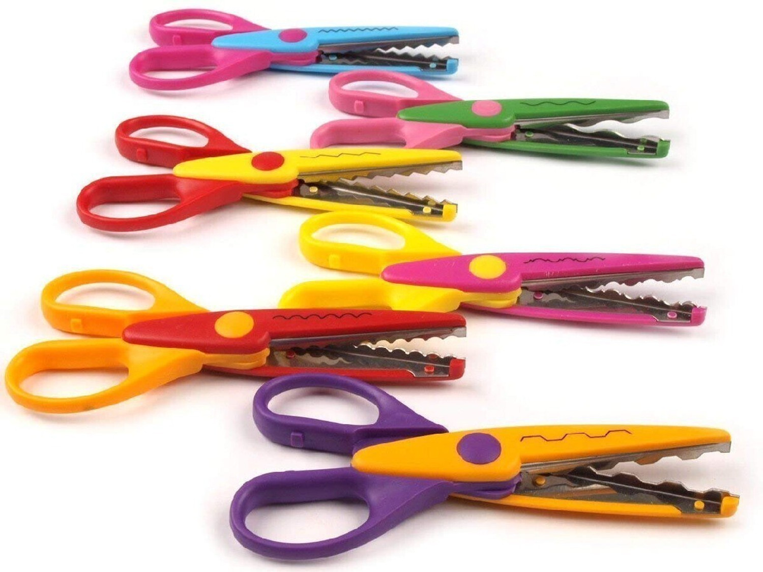 Image of KRAFTMASTERS 6 Pieces Art and Craft Zig zag Paper Shaper Scissor Set Of 6 Scissors
