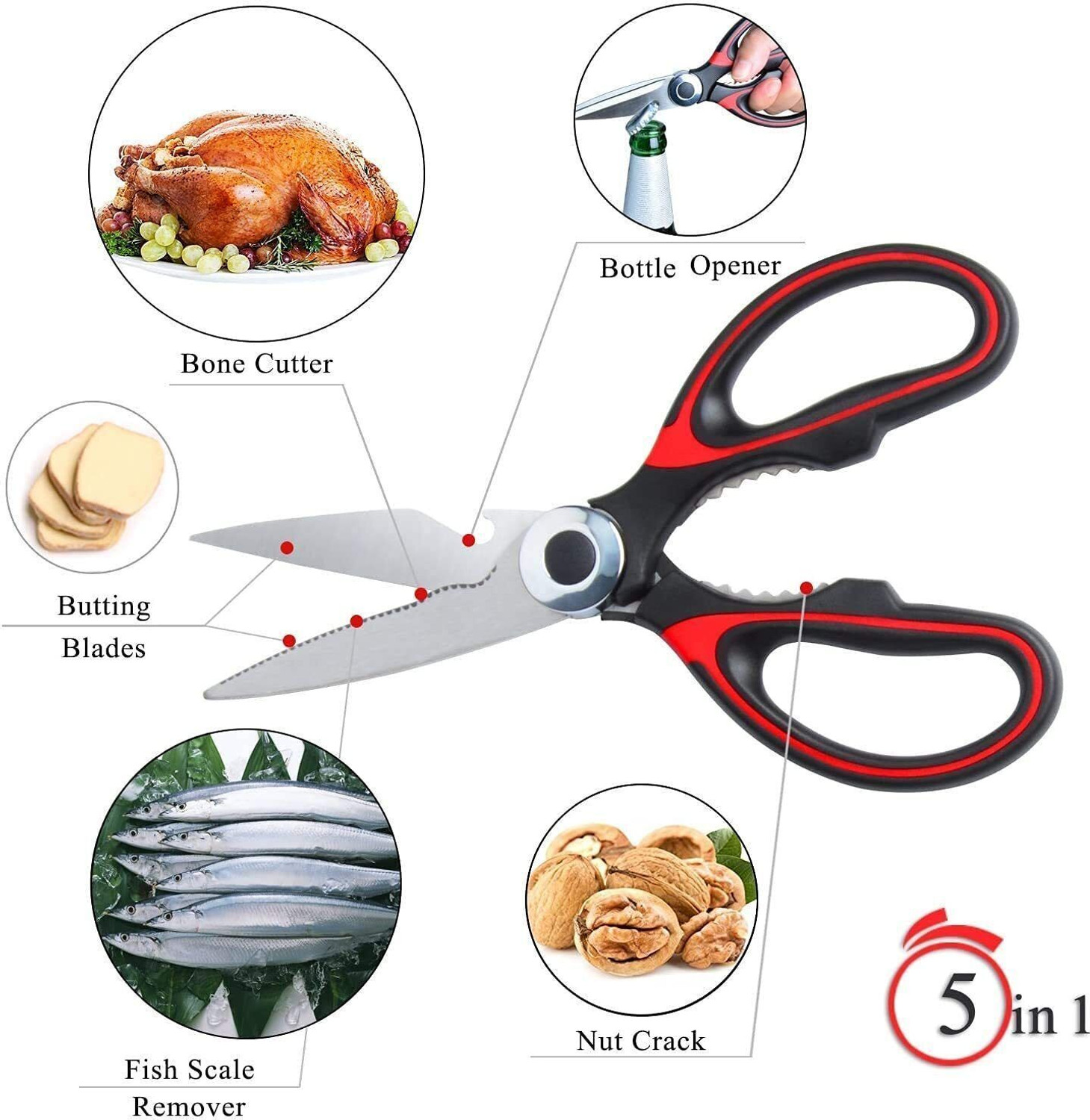 Image of ToDo Toys Multipurpose Stainless Steel Kitchen Scissors for Chicken, Poultry, Fish,Herbs Scissors
