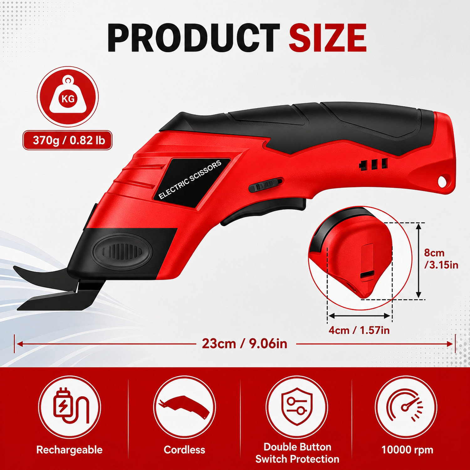 Image of Dansotec Rechargeable Electric Scissors with Safe Lock and Tungsten Blade Scissors Scissors