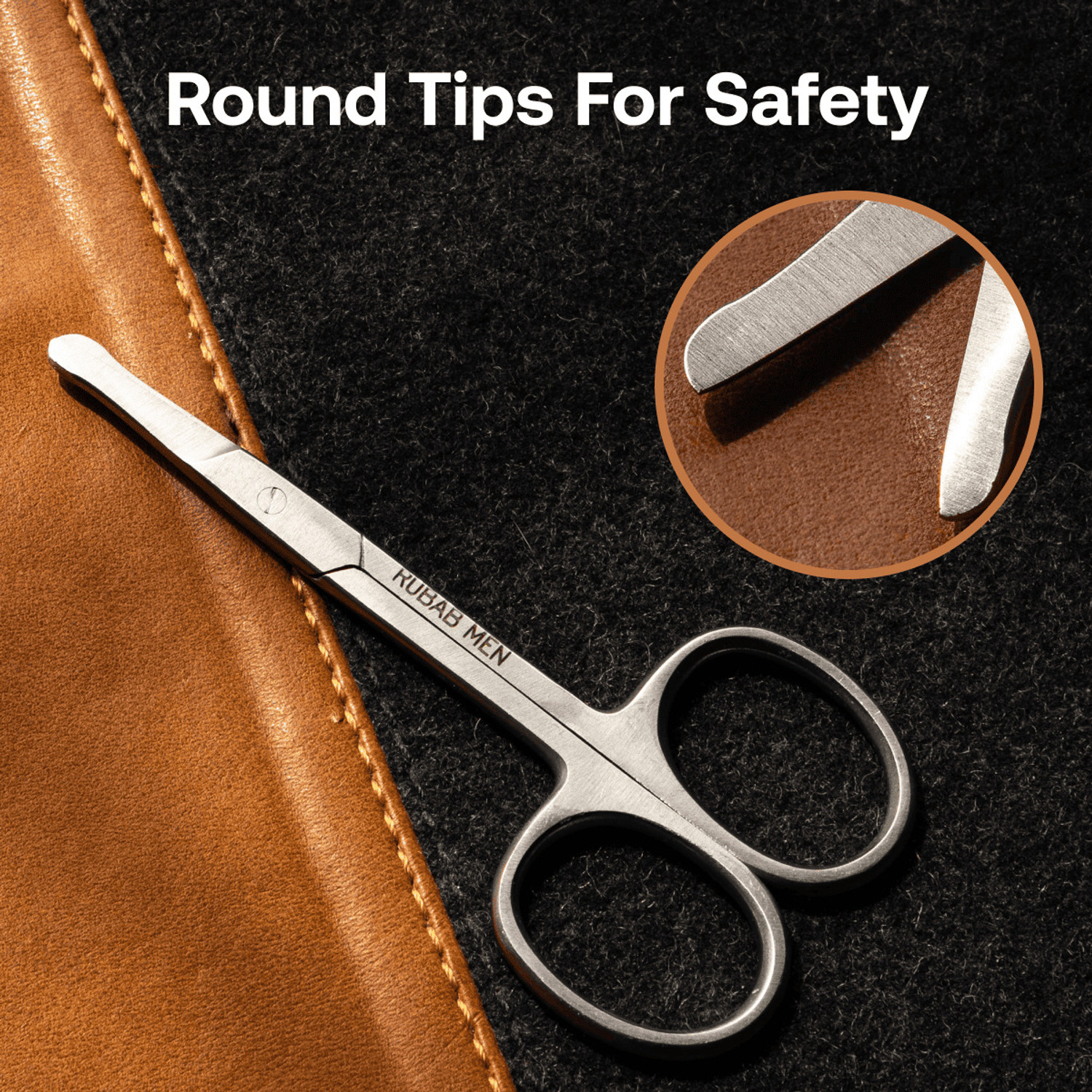 Image of RUBAB MEN Nasal Safety Tip Scissor for Nose Hair, Beard, Mustache & Eyebrow Scissors