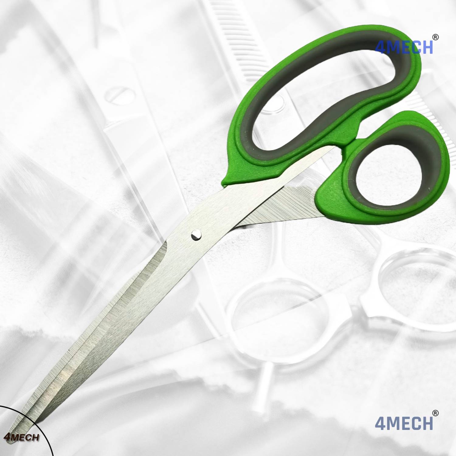4MECH 9" Precision Cutting for Home, Office, and Crafting-Ergonomic Design-Green Scissors