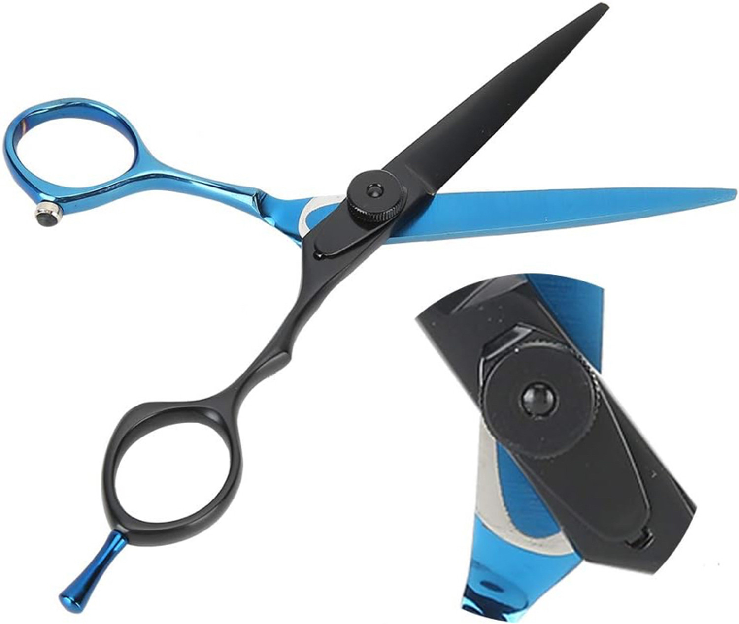 Image of feelhigh Stainless Steel BlueBlack Barber Hair Cutting Scissors Straight Scissors Salon Scissors