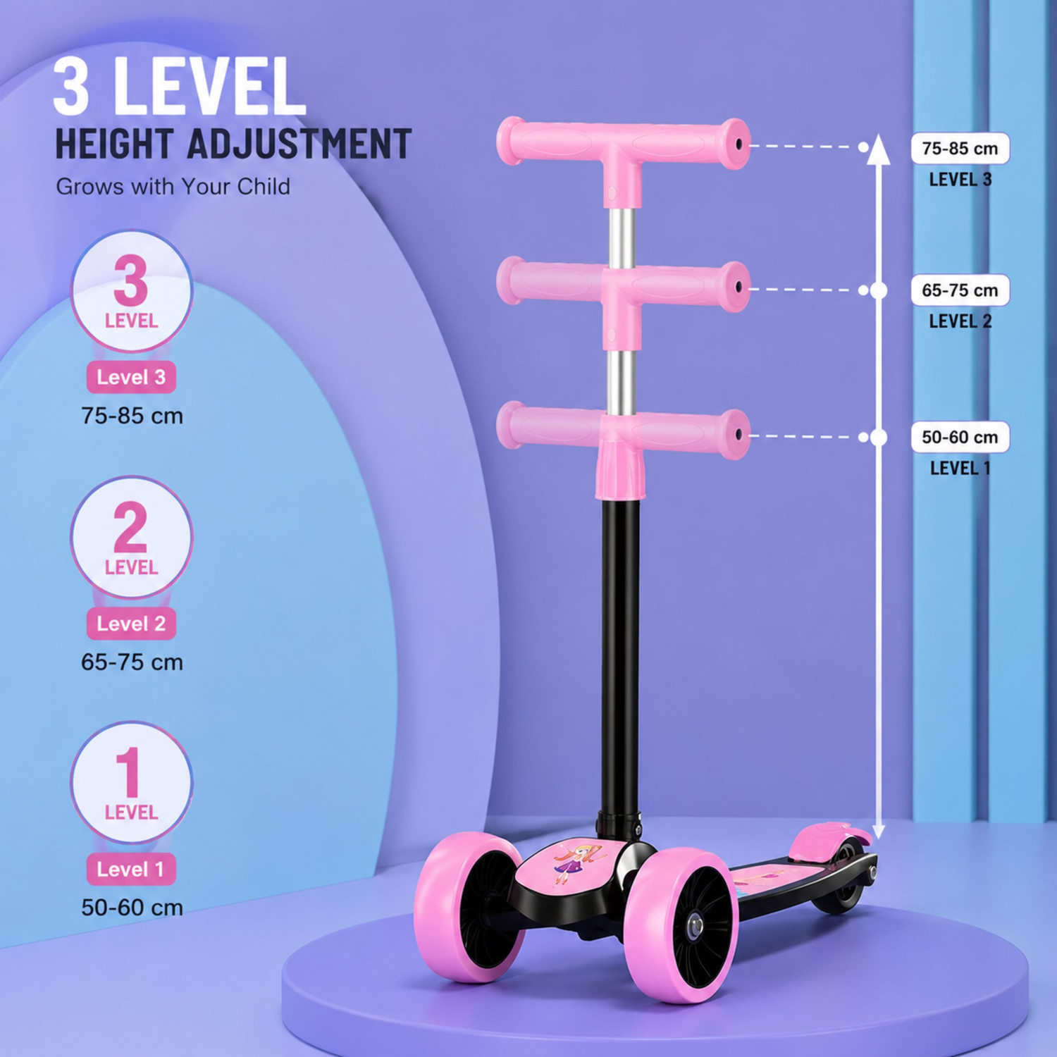Image of Eimear enterprise 3 Wheel Kick Scooter for Kids of Age 3-8 Years, Kids Scooter