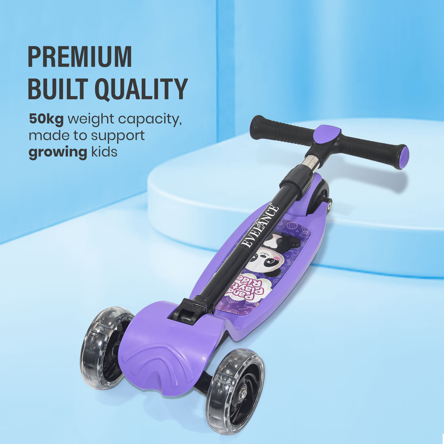 Image of EVELANCE Rocket 3-Wheel Kick Scooter 4 Kids Adjustable Height & Foldable With LED Wheels
