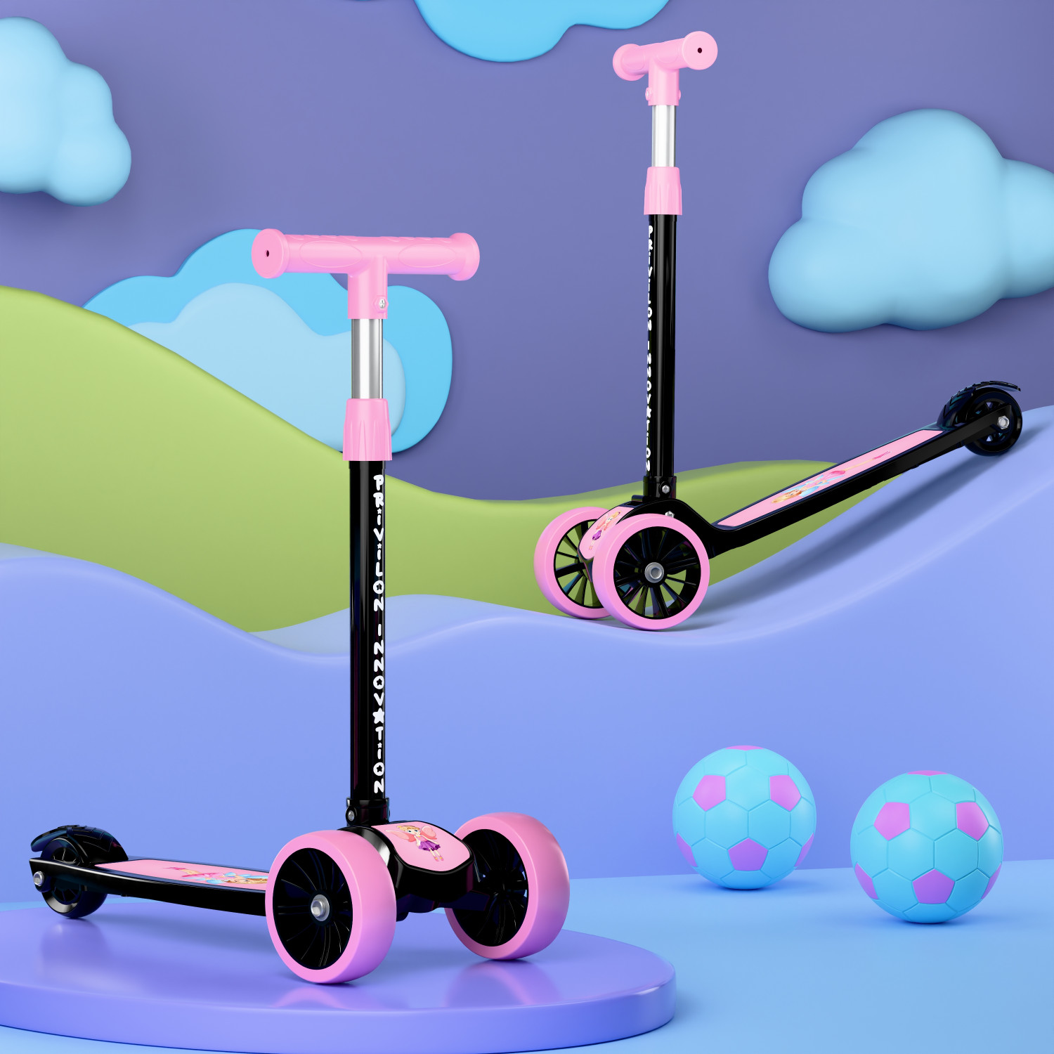 Image of SHIVRUDRA Kids 3-Wheel Kick Scooter | Adjustable Height | Foldable BABY Scooter for 75Kg Kids Scooter