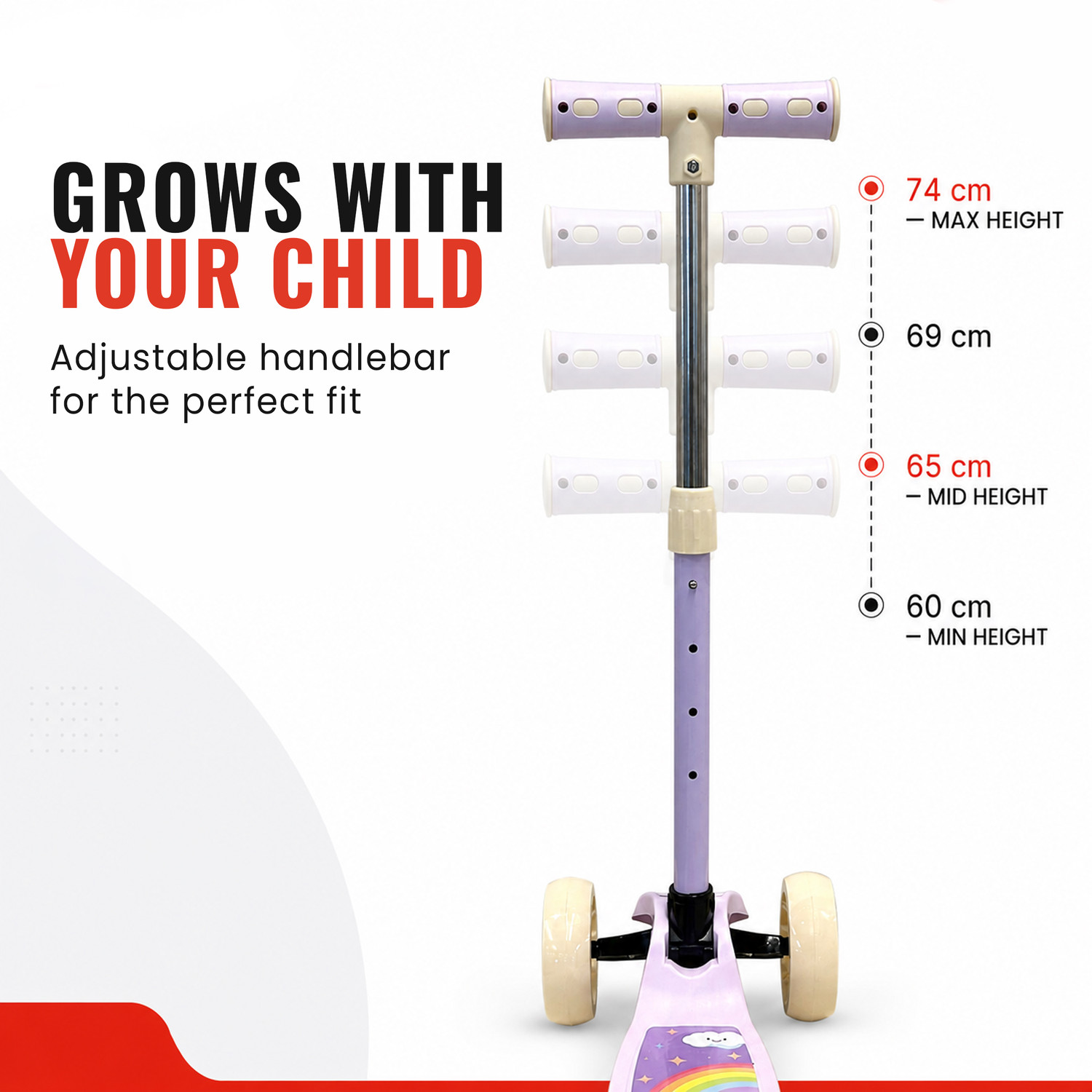 Image of SLOVIC Kick Scooter for Kids 3+ Years with Adjustable Handle Height [50 KG Capacity] Kids Scooter