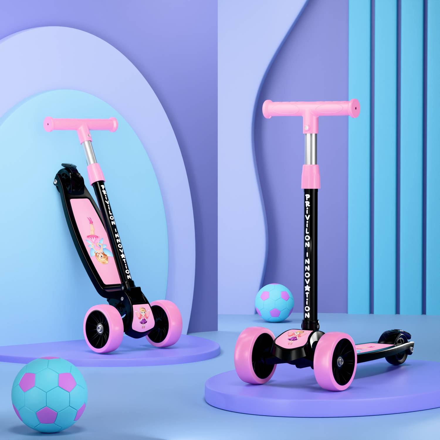 SHIVRUDRA Kids 3-Wheel Adjustable Foldable Kick Scooter