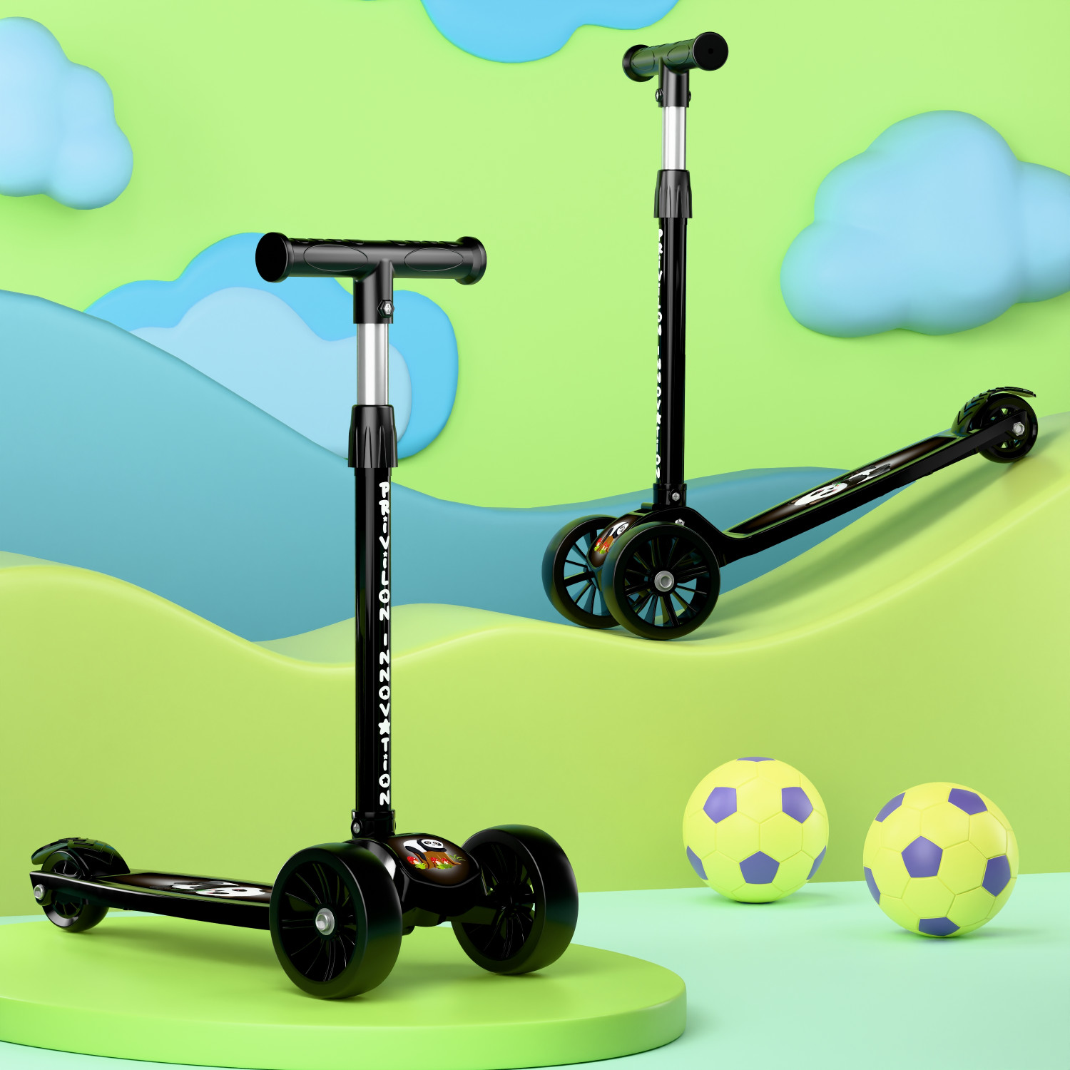Image of SHIVRUDRA Kids 3-Wheel Kick Scooter | Adjustable Height | Foldable BABY Scooter for 75Kg Kids Scooter