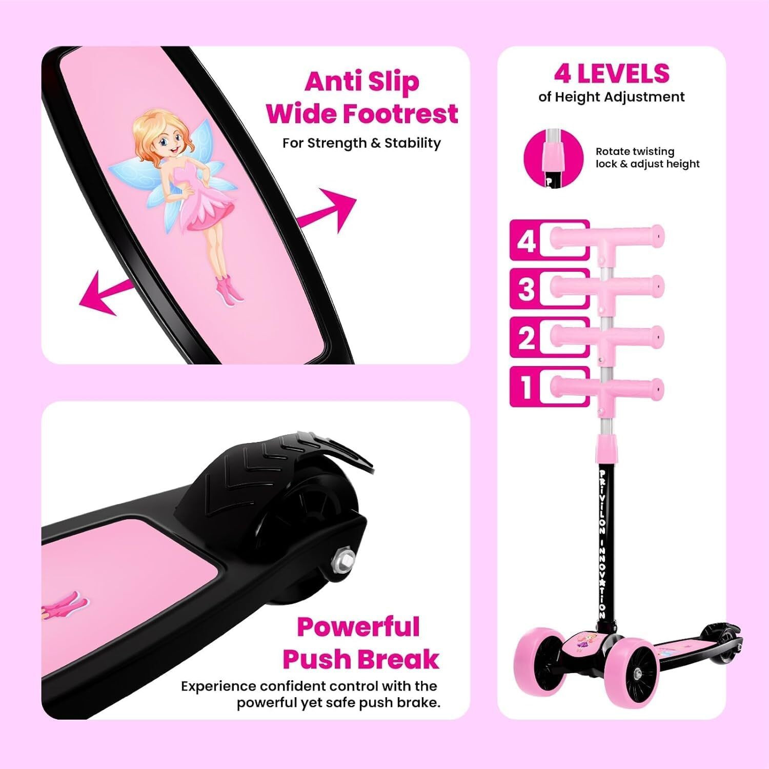 Image of SHIVRUDRA Kids 3-Wheel Kick Scooter | Adjustable Height | Foldable BABY Scooter for 75Kg Kids Scooter