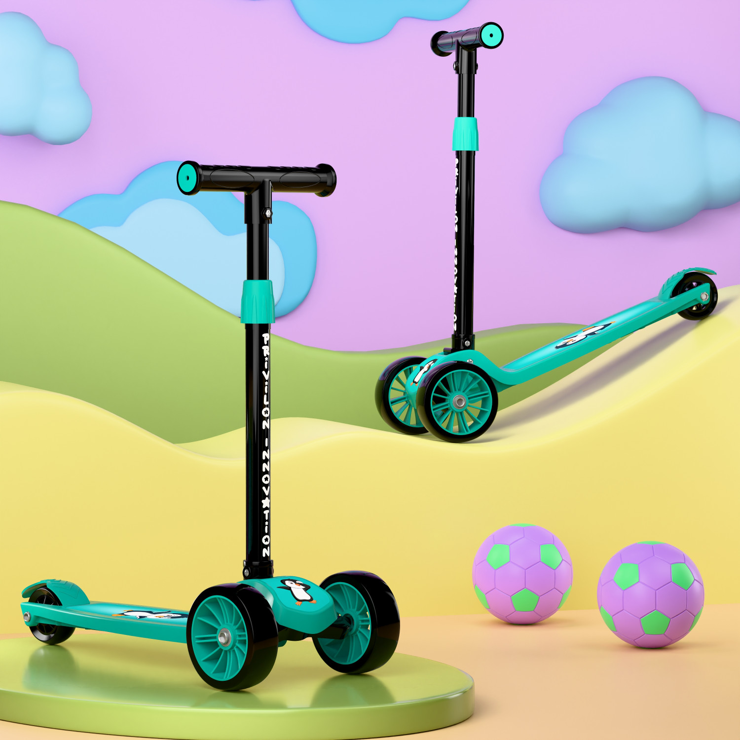 Image of SHIVRUDRA Kids 3-Wheel Kick Scooter | Adjustable Height | Foldable BABY Scooter for 75Kg Kids Scooter