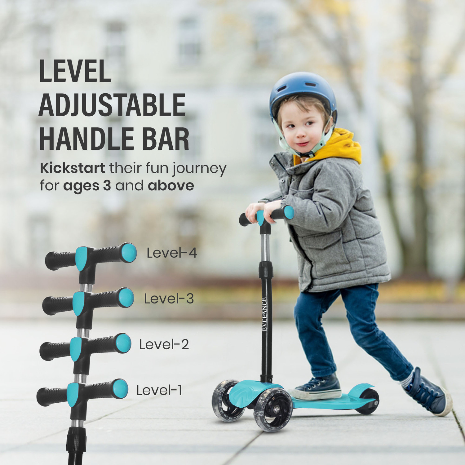 Image of EVELANCE Lil Roamer Scooter Foldable Kick Skating Cycle| Skate Scooter 50Kg Capacity Kids Scooter