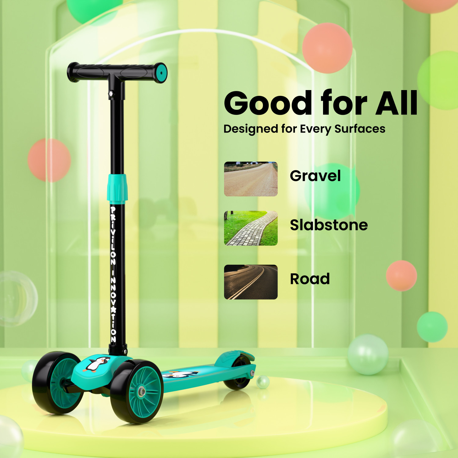 Image of SHIVRUDRA Kids 3-Wheel Kick Scooter | Adjustable Height | Foldable BABY Scooter for 75Kg Kids Scooter
