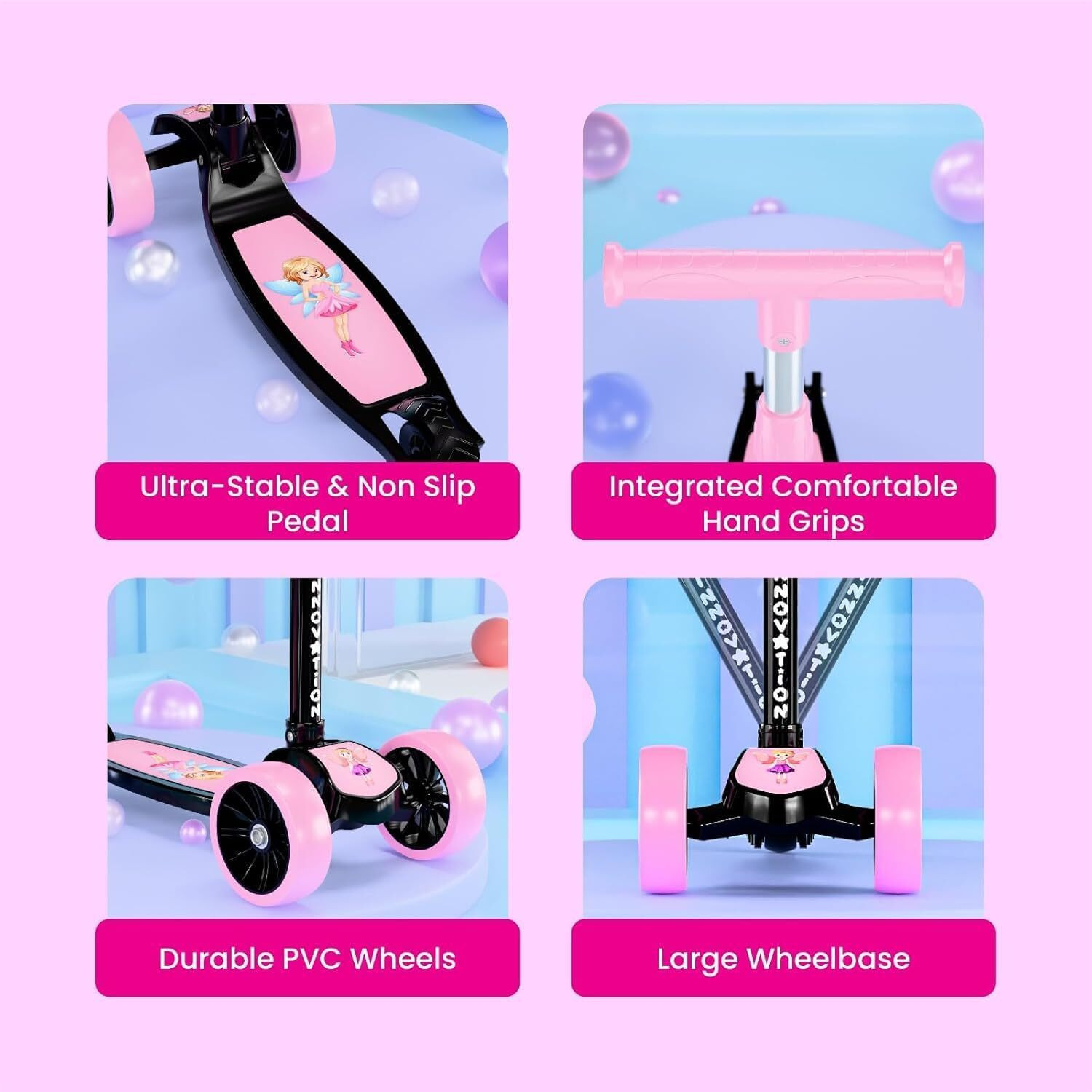 Image of SHIVRUDRA Kids 3-Wheel Kick Scooter | Adjustable Height | Foldable BABY Scooter for 75Kg Kids Scooter