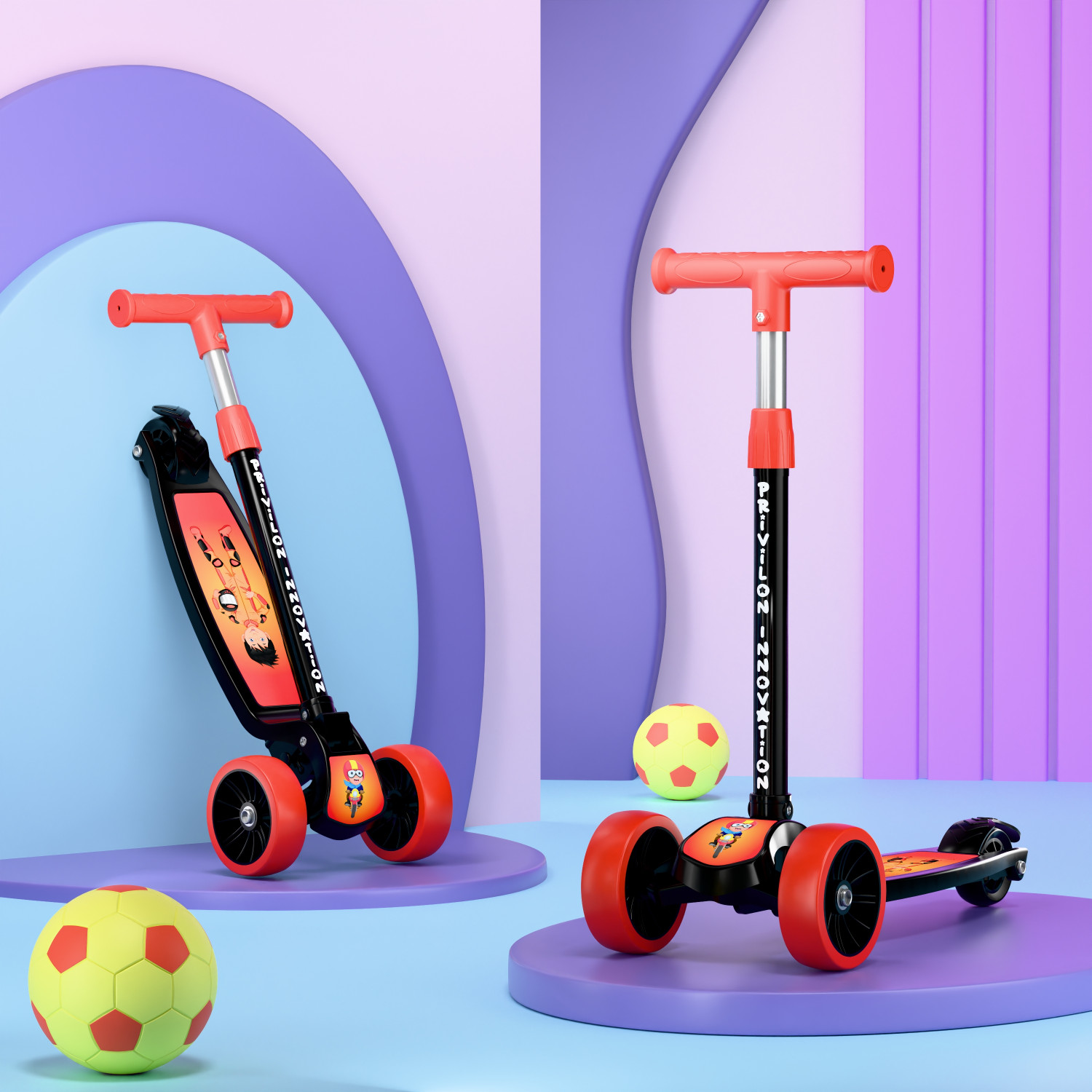 Image of SHIVRUDRA Kids 3-Wheel Kick Scooter | Adjustable Height | Foldable BABY Scooter for 75Kg Kids Scooter