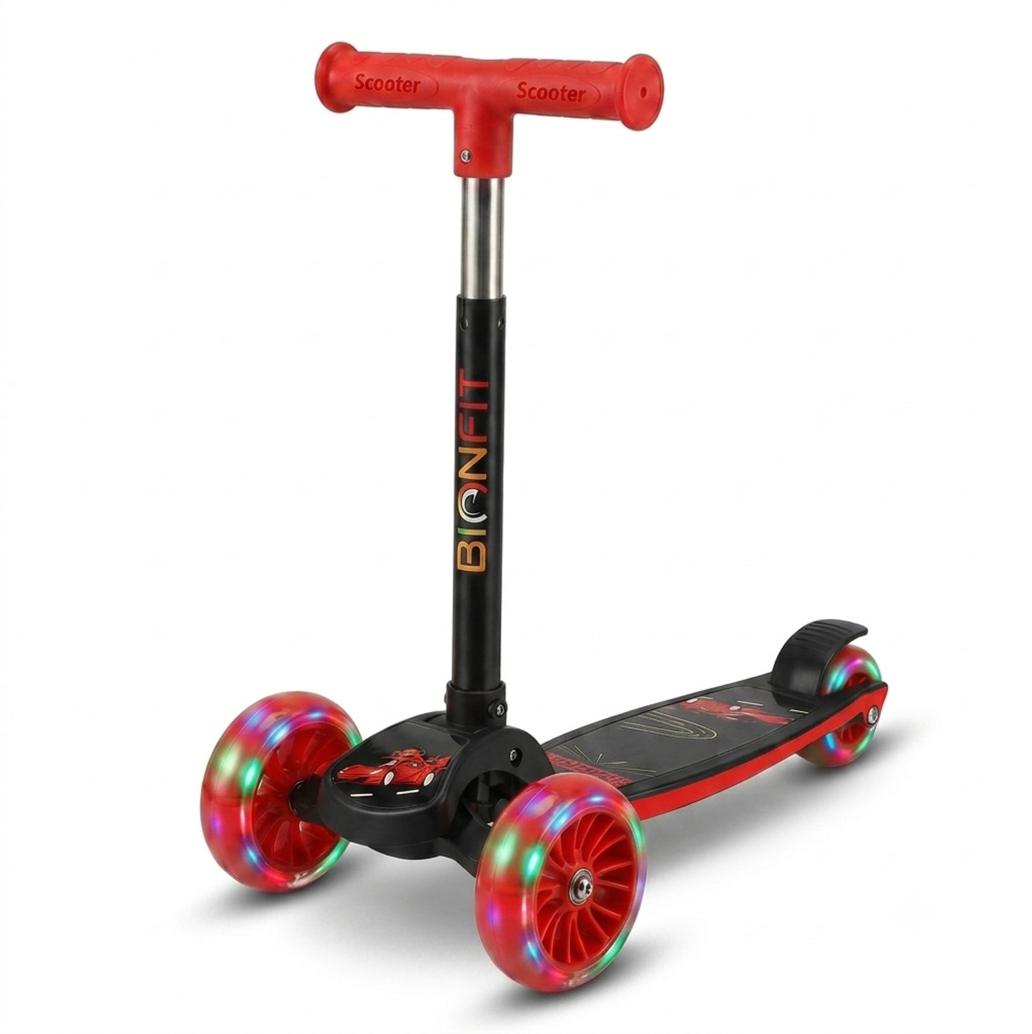 Image of BIONFIT Kids 3 Wheel LED Scooter with Adjustable Handle, Foldable, 50kg Capacity Kids Scooter