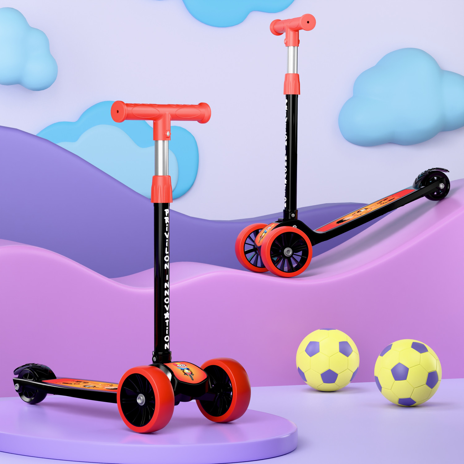 Image of SHIVRUDRA Kids 3-Wheel Kick Scooter | Adjustable Height | Foldable BABY Scooter for 75Kg Kids Scooter