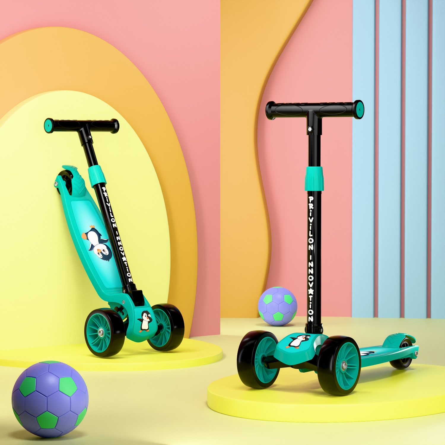 Image of SHIVRUDRA Kids 3-Wheel Kick Scooter | Adjustable Height | Foldable BABY Scooter for 75Kg Kids Scooter