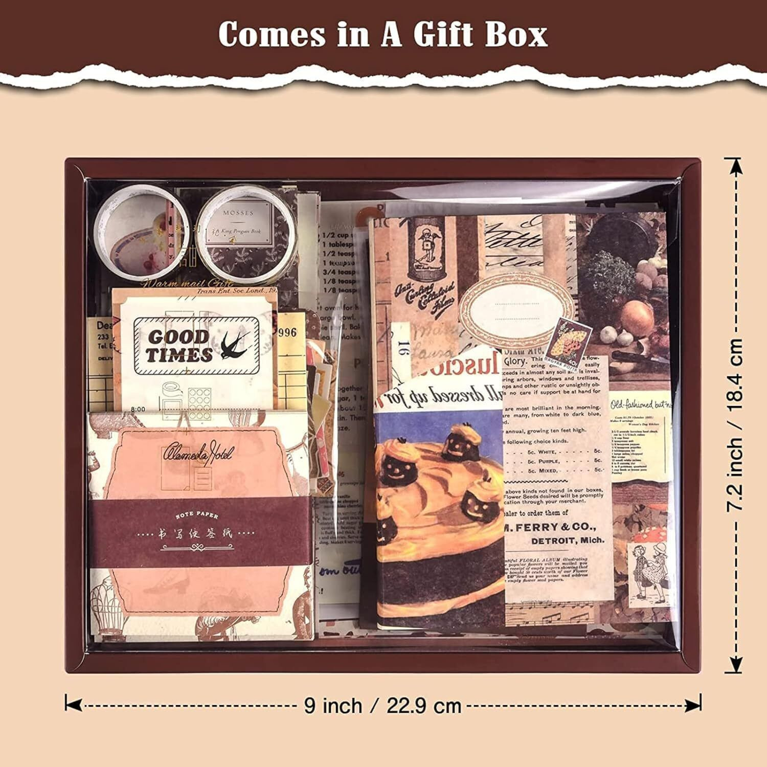 Image of RANNADE Retro Journaling Kit Set with Stickers, Memo Sheets & Craft Supplies Theme, Scrapbook Kit