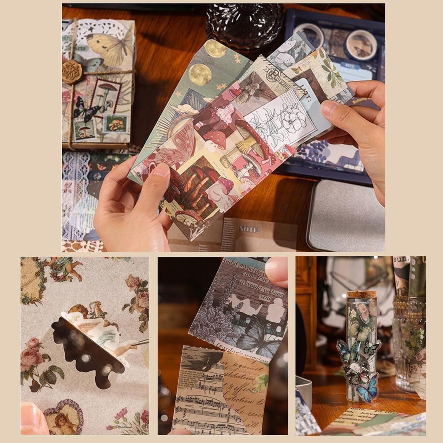 Image of MJKD 346pcs Vintage Scrapbook Stickers Pack for Art Journaling Bullet Junk Journal Theme, Scrapbook Kit