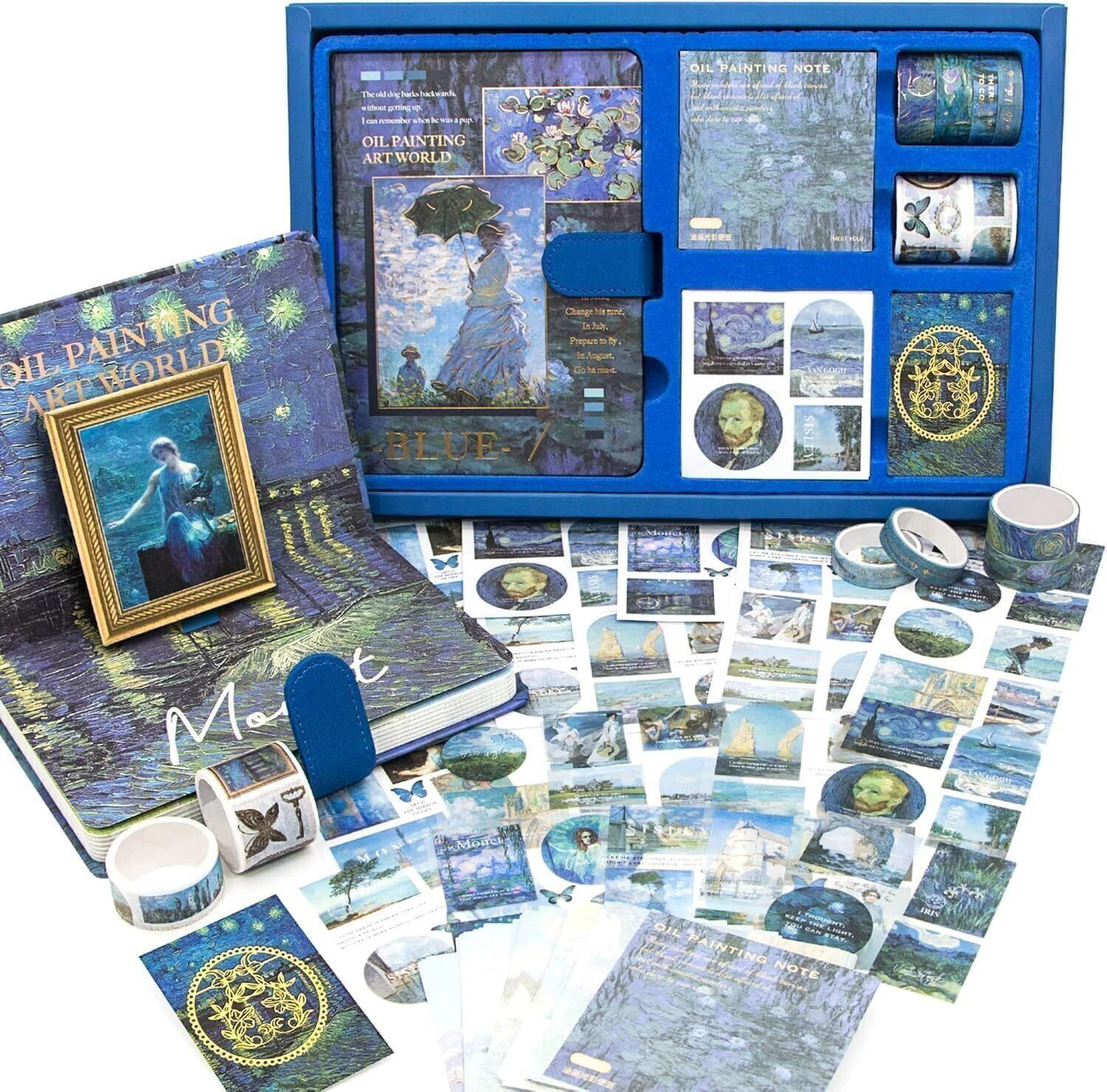 Image of MANAKI ENTERPRISE Blue River Book 346pcs Journal Supplies Kit Vintage Scrapbook Stickers Art Theme, Scrapbook Kit (DIY)