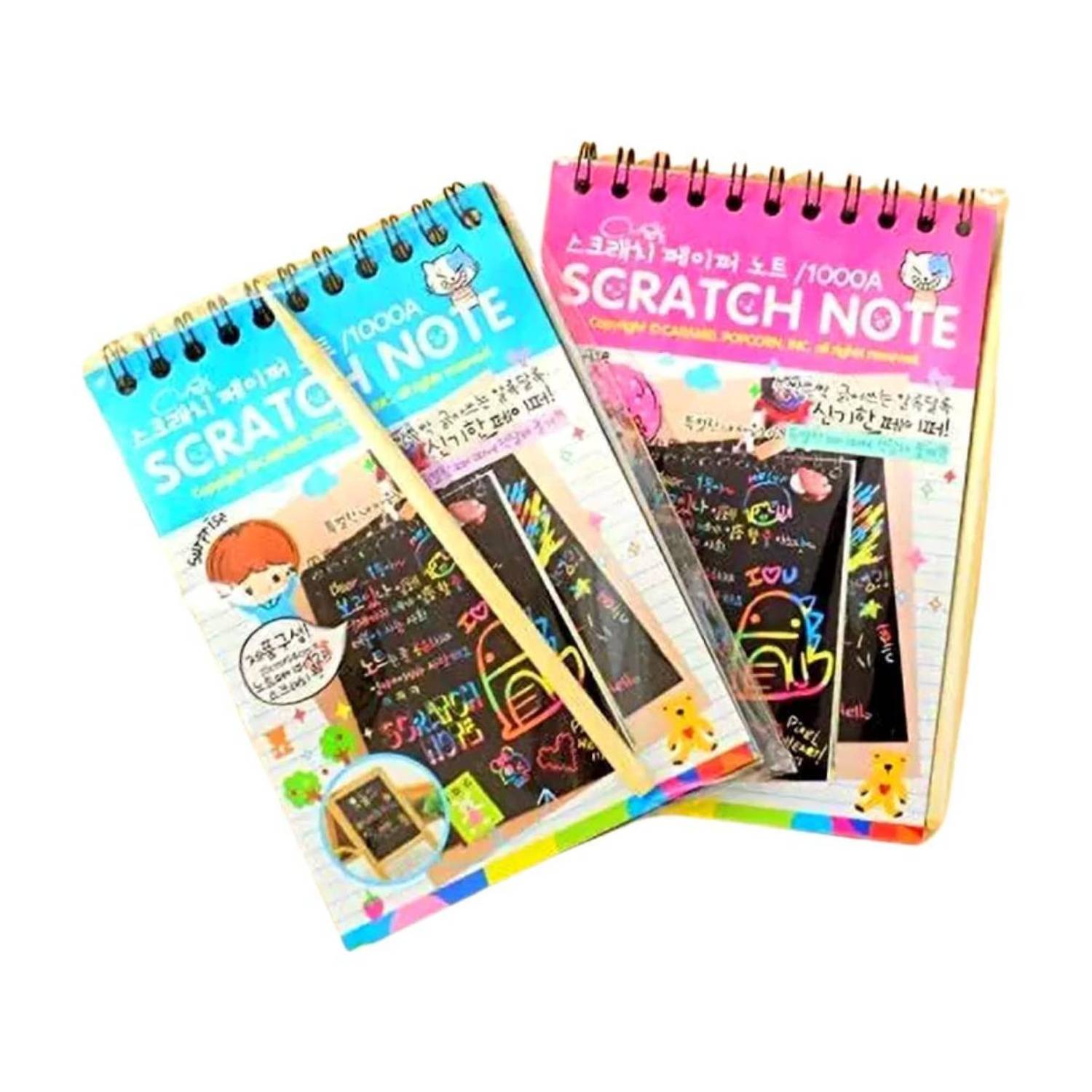 BM RETAIL A6 Size 2 Pcs Scratch Book 10 Sheets Kids Painting Set Paper Magic Scratch Book Theme, Scrapbook Kit