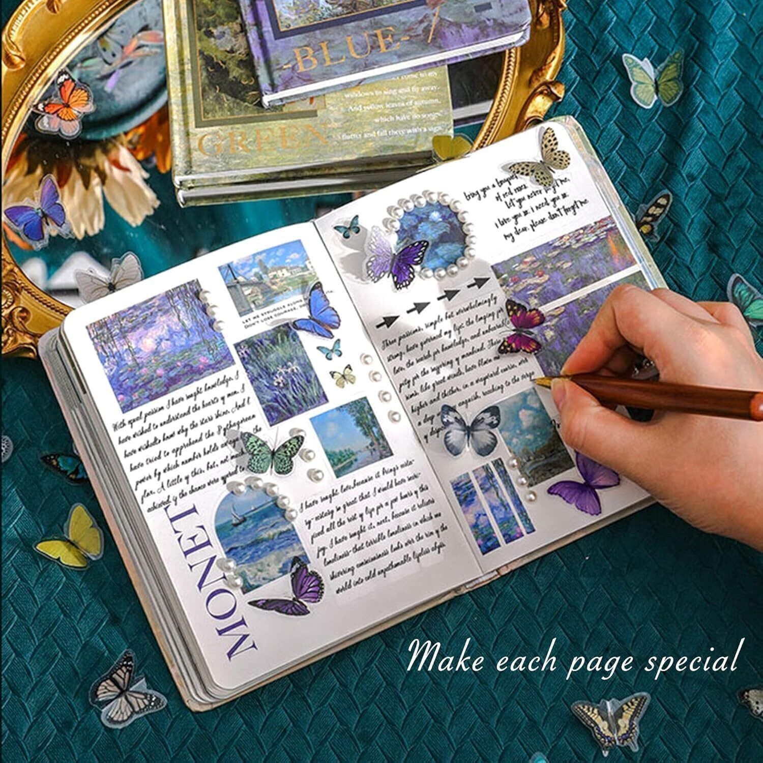 Image of MANAKI ENTERPRISE Blue River Book 346pcs Journal Supplies Kit Vintage Scrapbook Stickers Art Theme, Scrapbook Kit (DIY)