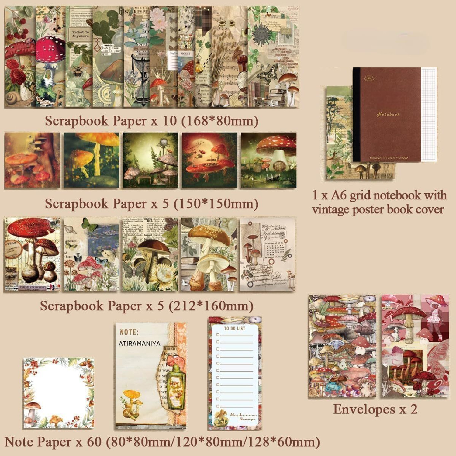 Image of MJKD 346pcs Vintage Scrapbook Stickers Pack for Art Journaling Bullet Junk Journal Theme, Scrapbook Kit
