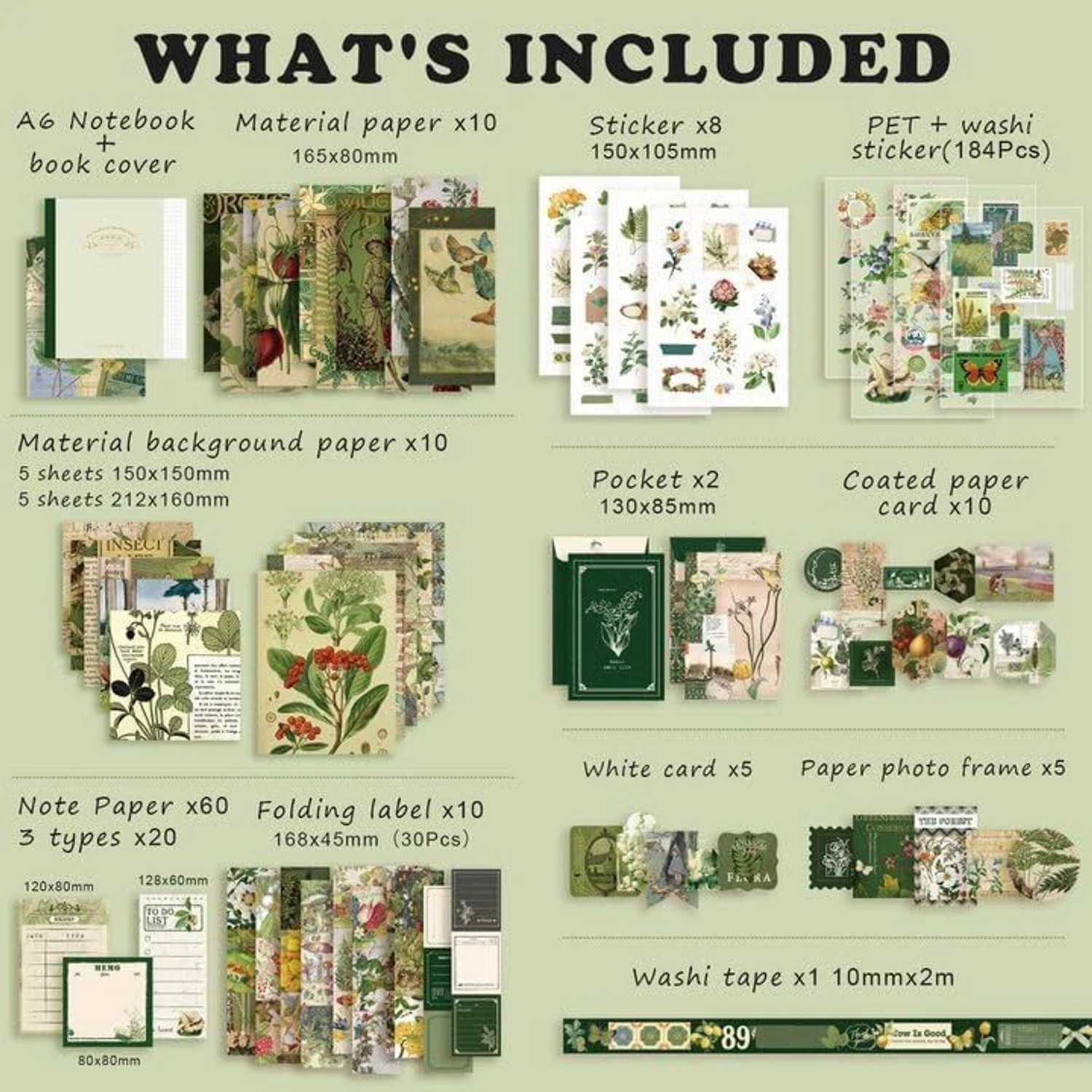 Image of Bstorify 346pcs Journal Supplies Kit Pack for Art Journaling Wild Dome Theme, Scrapbook Kit