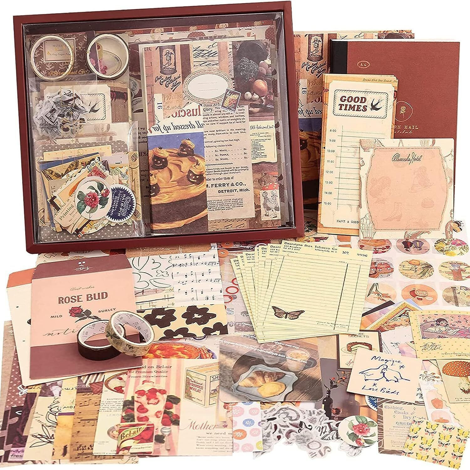 Image of ZORIADA 346pc Vintage Aesthetic Scrapbook Kit with Antique Papers, Stickers, WashiTape. Theme, Scrapbook Kit
