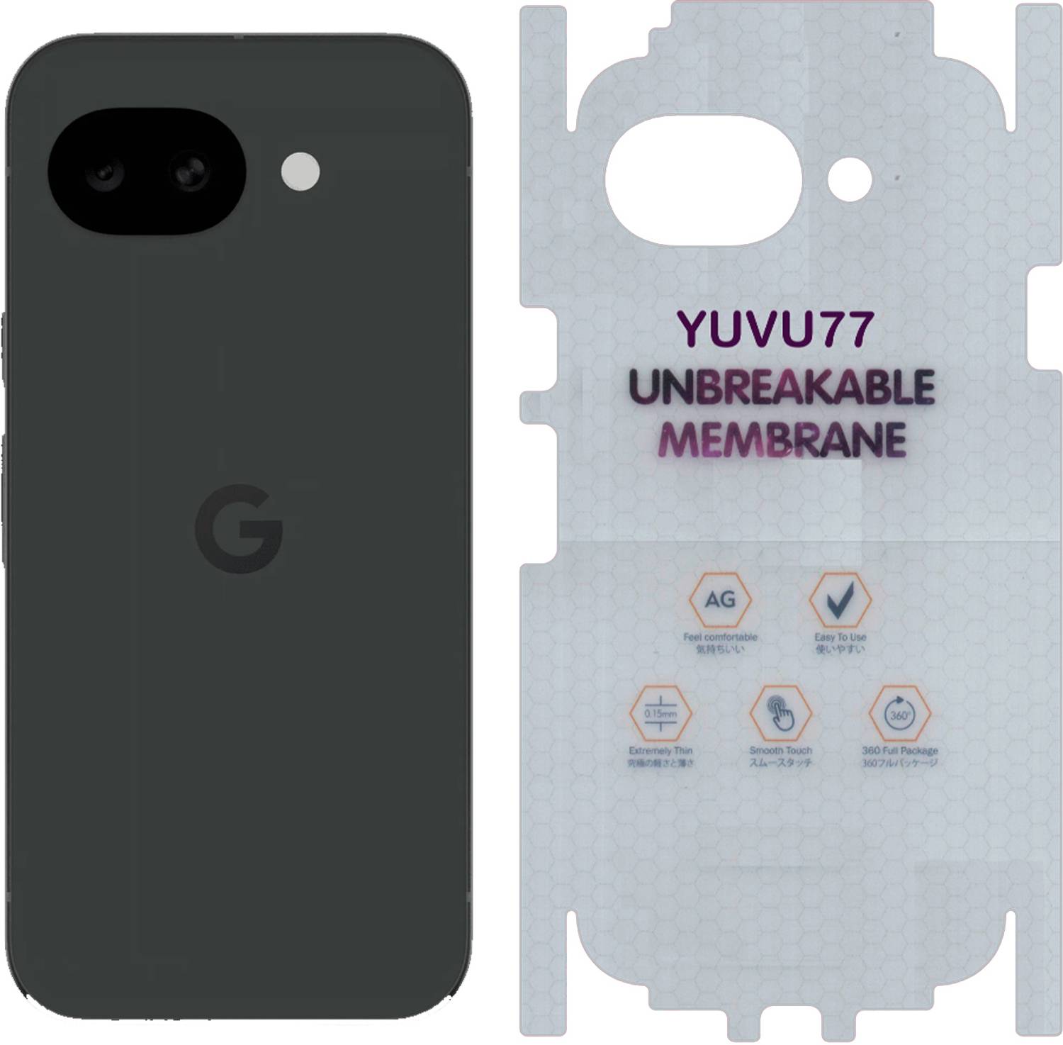 YMC77 Back Screen Guard for Google Pixel 10A 5G, Membrane with 360 coverage, unbreakable membrane, premium