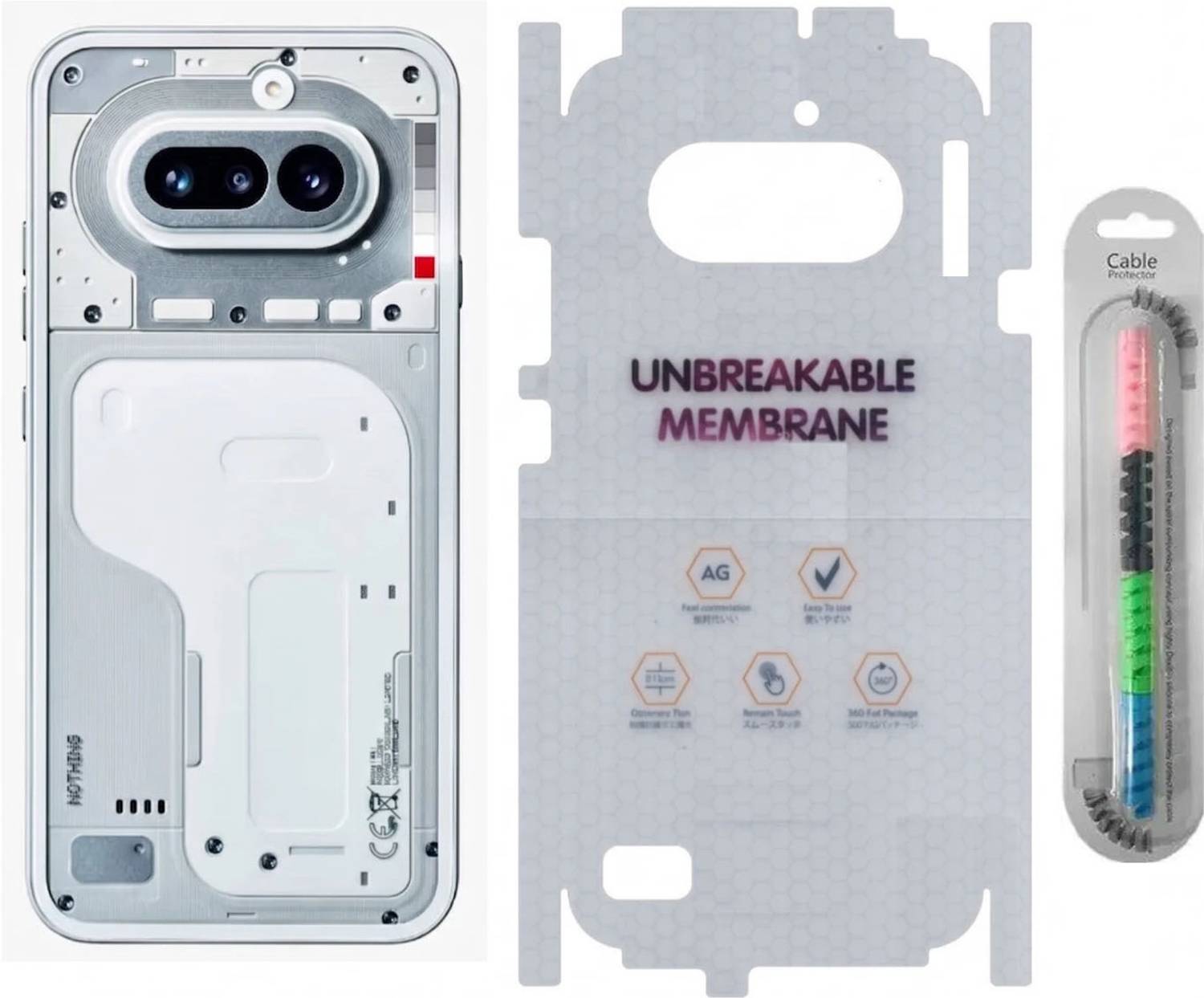 casikart Back Screen Guard for Nothing 4A Unbreakable Back Membrane Protector with Cable