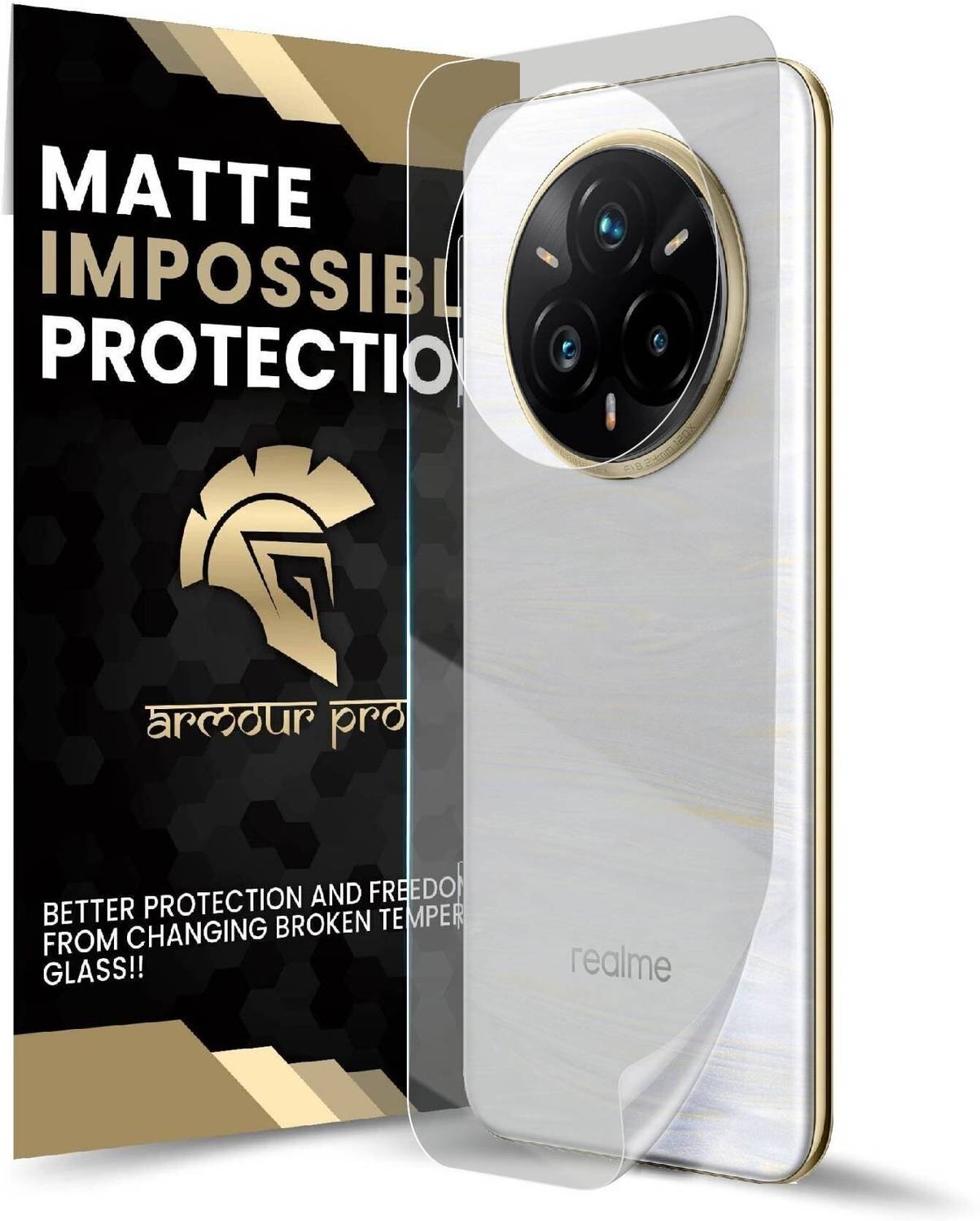 ArmourPro Back Screen Guard for Realme 14 Pro Plus 5G, Realme 14 Pro Plus, Matte Back Unbreakable Membrane