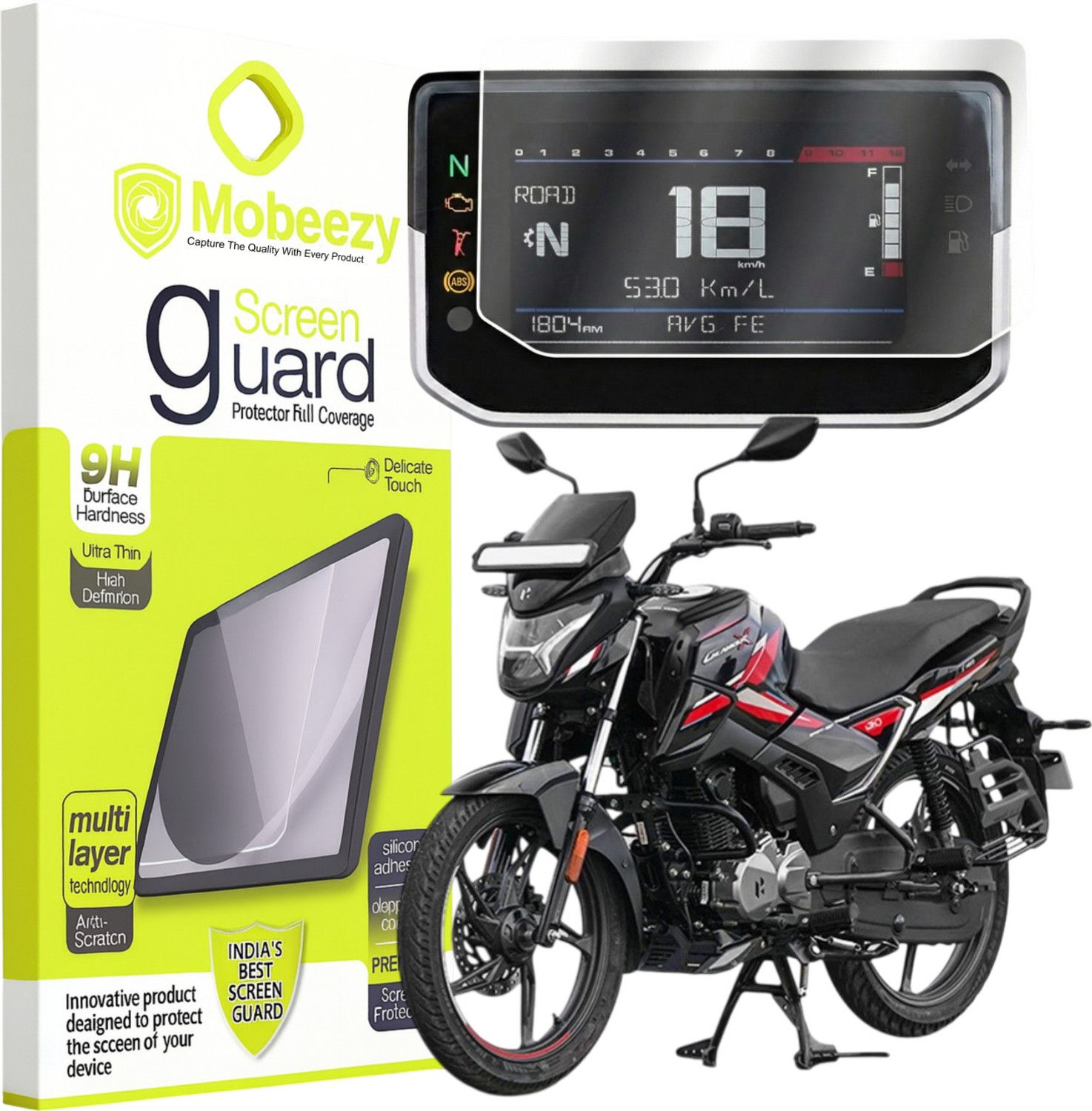 Image of Mobeezy Back Screen Guard for The Hero Glamour X (2025) TFT Digital Metal | Anti Bubble Bike Crash Guard (HERO)