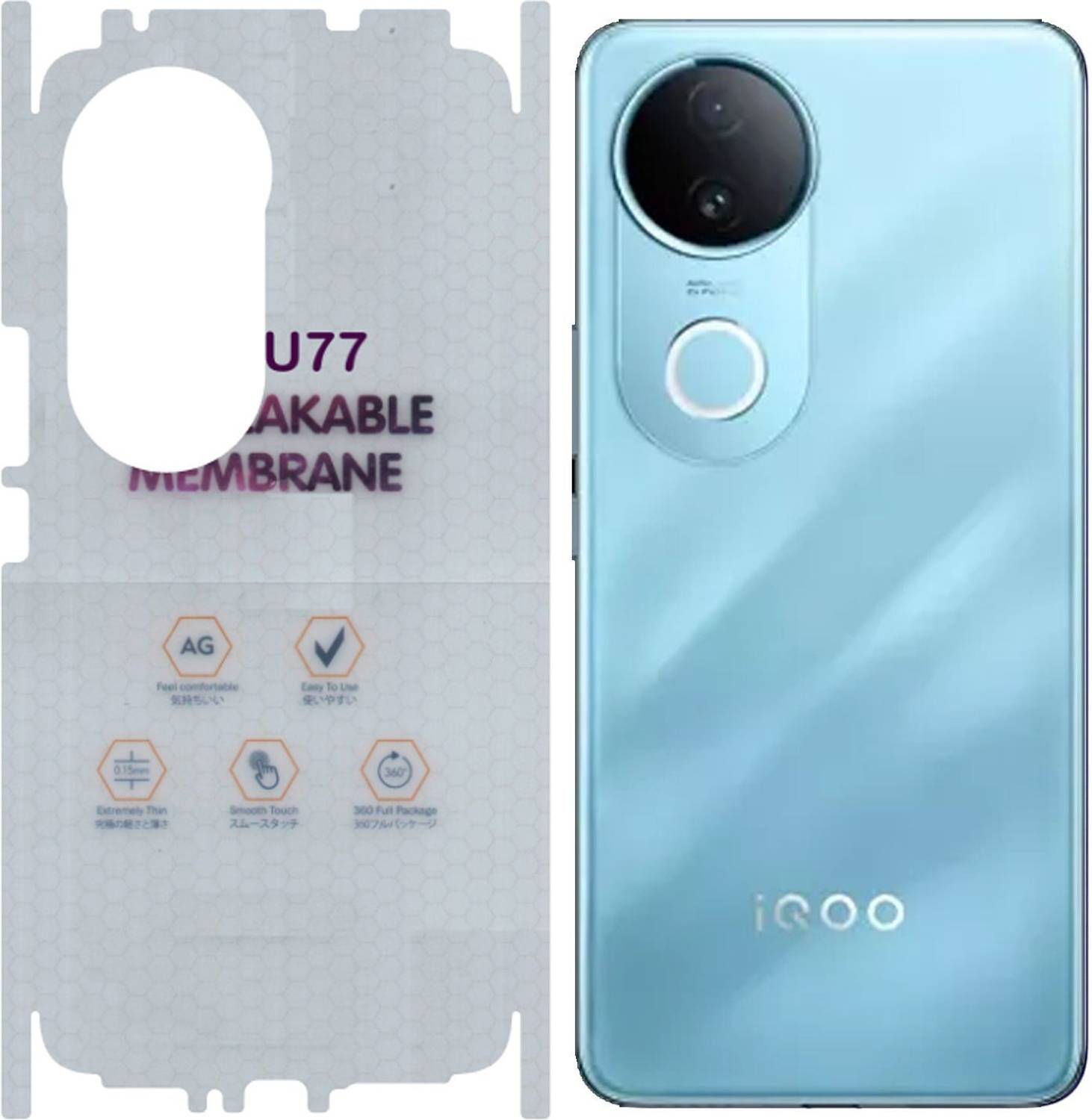 yuvu77 Back Screen Guard for iQOO Z10r 5G, Membrane with 360 coverage, unbreakable membrane