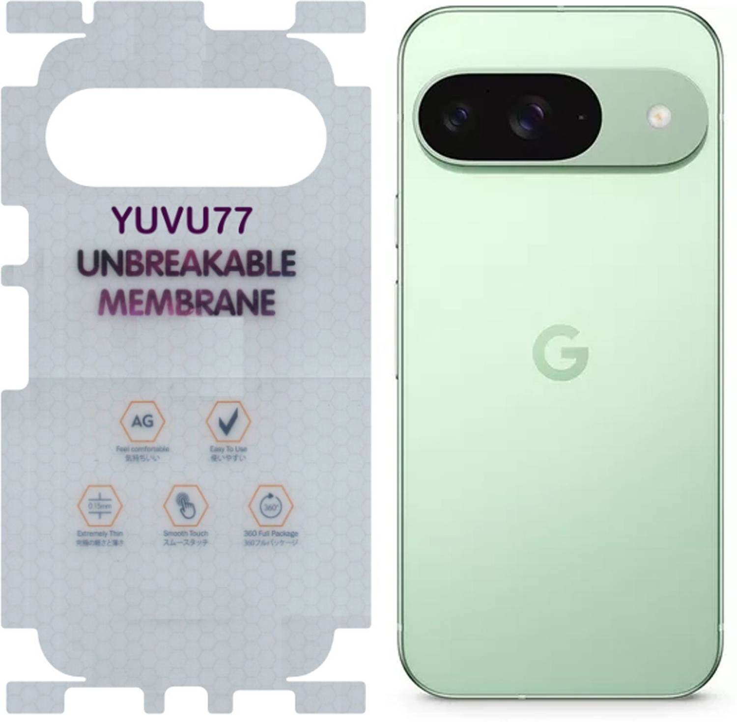 yuvu77 Back Screen Guard for Google Pixel 9 5g, Membrane with 360 coverage, unbreakable membrane