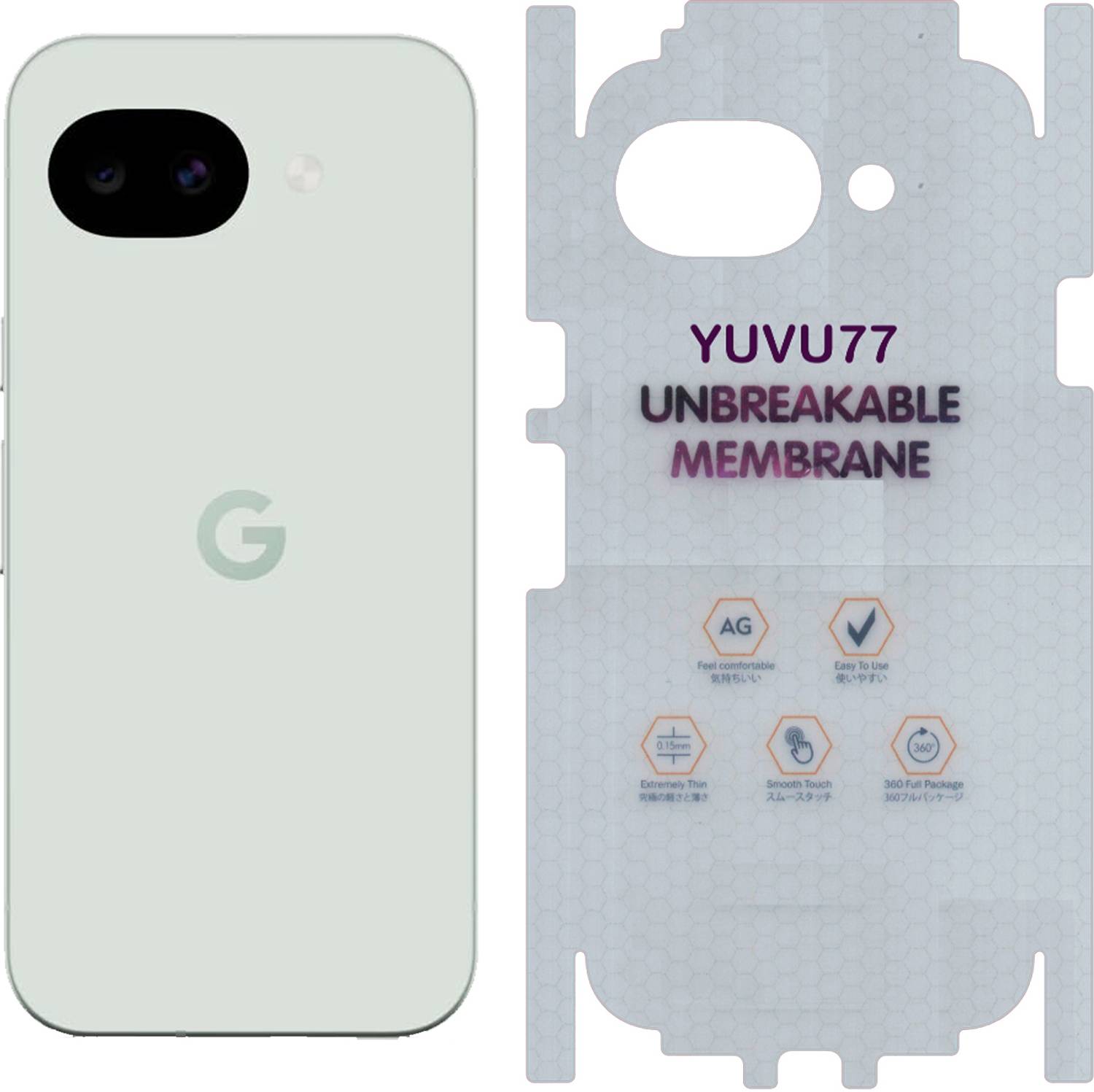 YMC77 Back Screen Guard for Google Pixel 10A 5G, Membrane with 360 coverage, unbreakable membrane